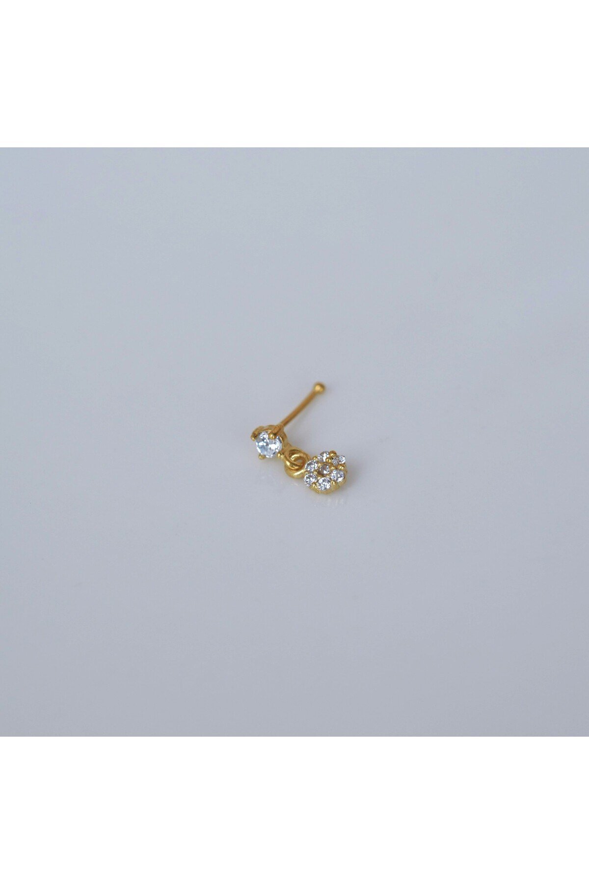 Gold Kaplama 925 Ayar Gümüş Çiçek Sallantılı Burun Hızma Piercing