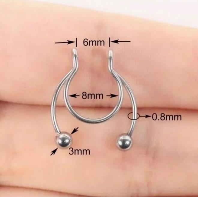 Gold Renk 316 L Paslanmaz Çelik Fake Piercing Sıkıştırmalı Labret Piercing Delik Gerektirmez