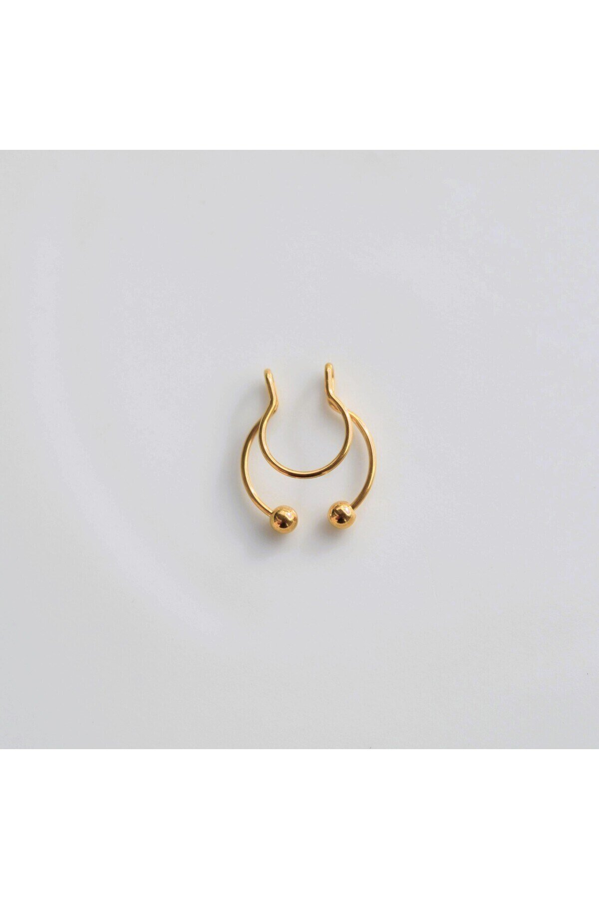 Gold Renk 316 L Paslanmaz Çelik Fake Piercing Sıkıştırmalı Labret Piercing Delik Gerektirmez