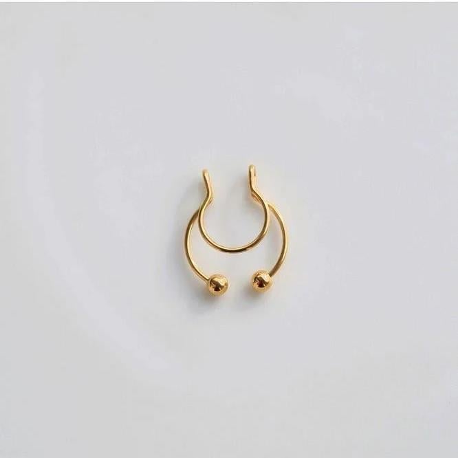 Gold Renk 316 L Paslanmaz Çelik Fake Piercing Sıkıştırmalı Labret Piercing Delik Gerektirmez