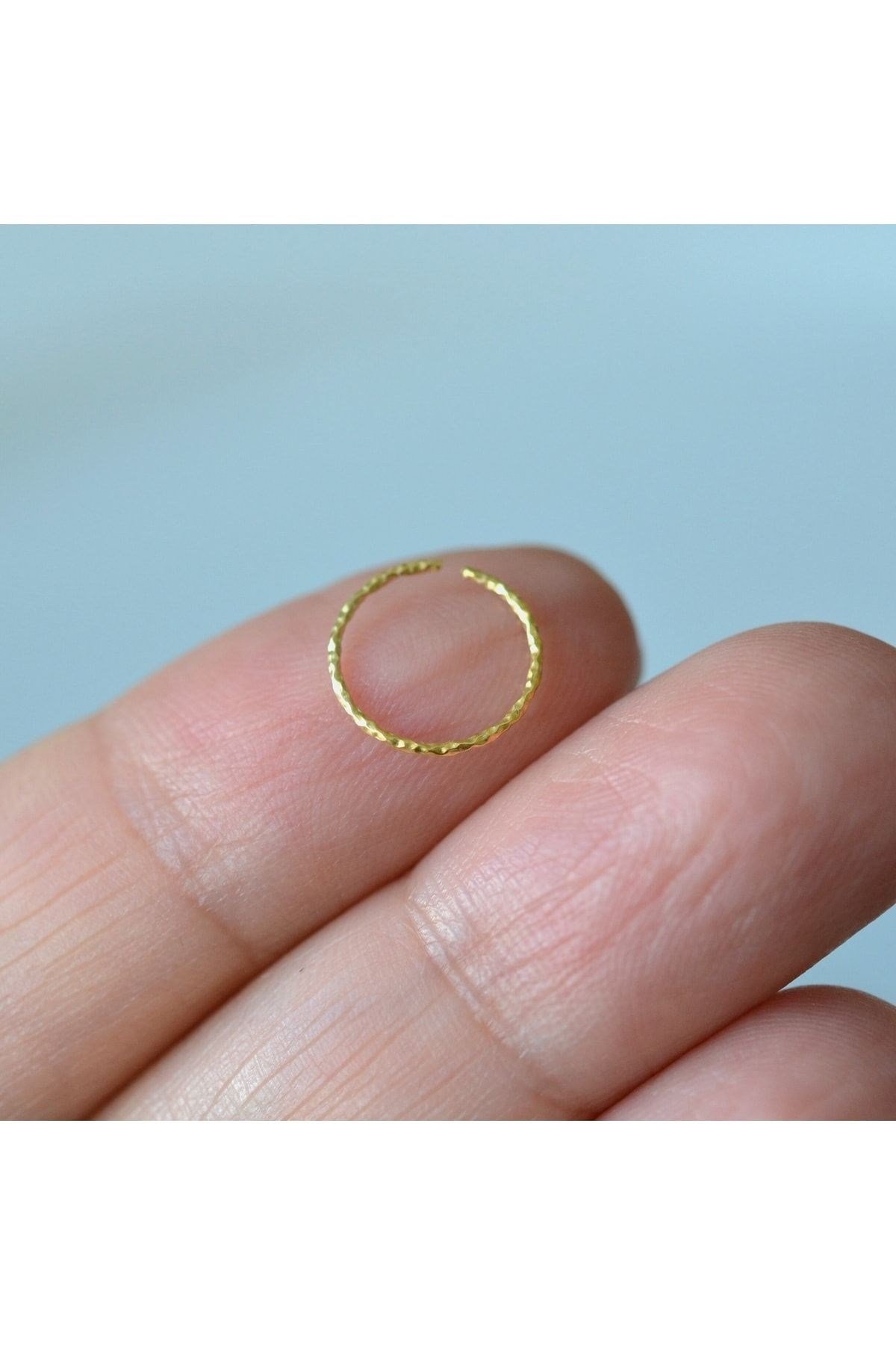 Gold Renk 925 Ayar Burgulu Gümüş Halka Hızma