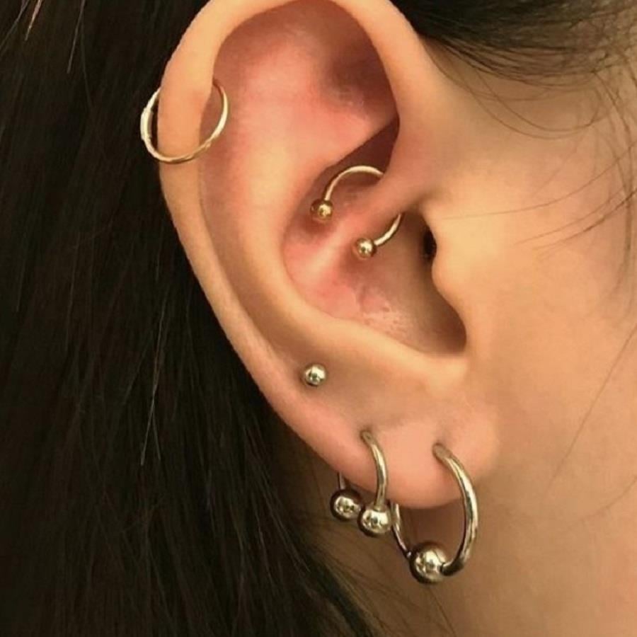 Gold Renk Cerrahi Çelik Toplu Piercing 10 mm Helix Lob Conch Daith