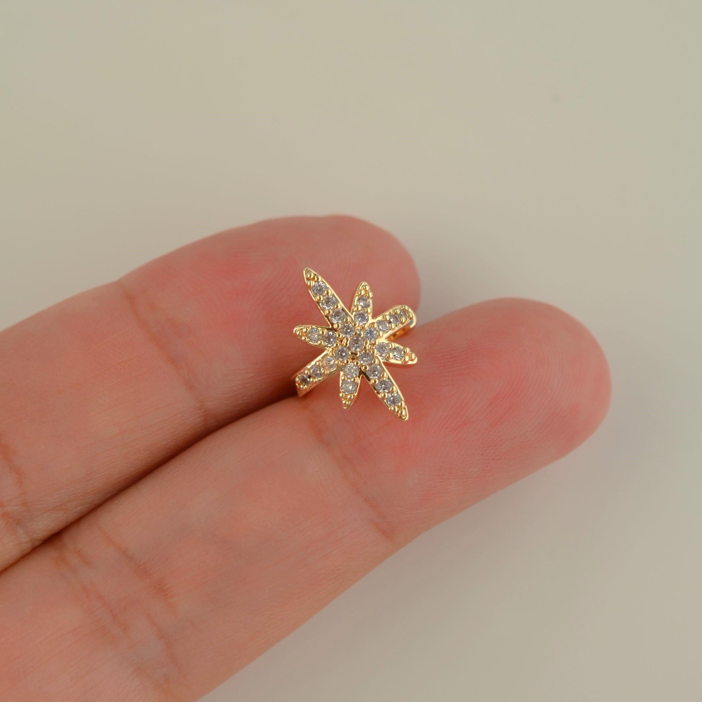 Gold Renk Kuzey Yıldızı Earcuff Kutup Yıldızı Sıkıştırma Kıkırdak Küpesi