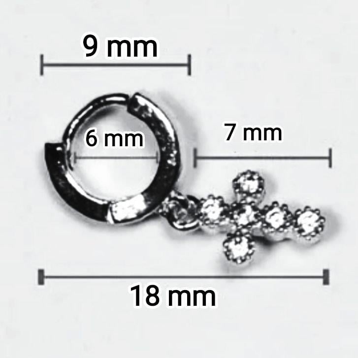 Gümüş Haç Piercing  Tragus Helix Kıkırdak Zirkon Cross Piercing