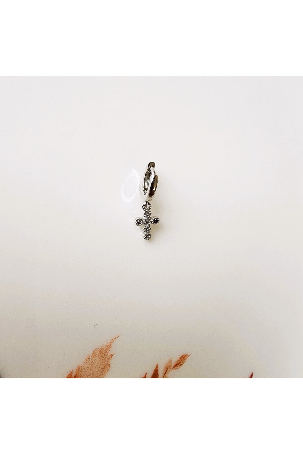 Gümüş Haç Piercing Tragus Helix Kıkırdak Zirkon Cross Piercing