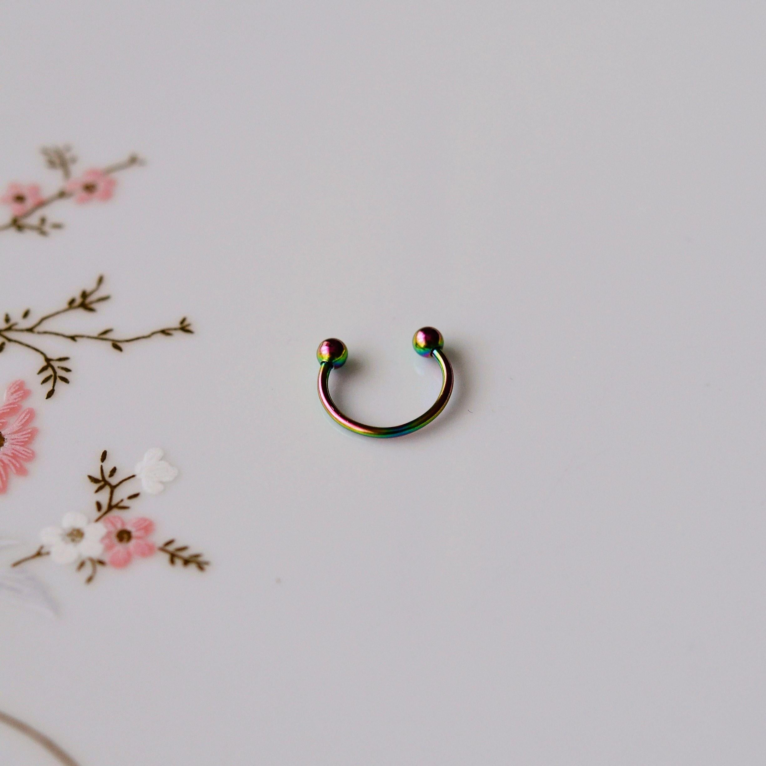 Hologram Renk Cerrahi Çelik Toplu Piercing 10 mm Helix Lob Conch Daith