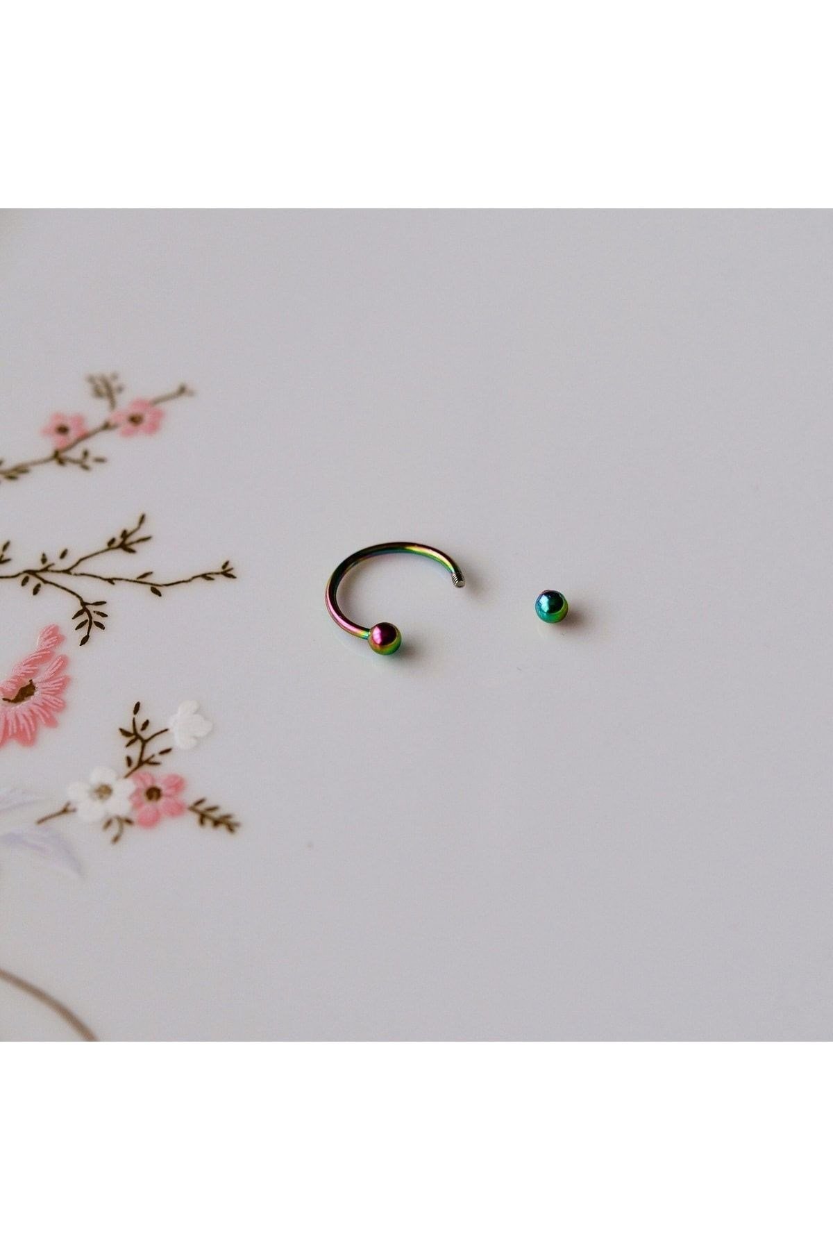 Hologram Renk Cerrahi Çelik Toplu Piercing 10 Mm Helix Lob Conch Daith