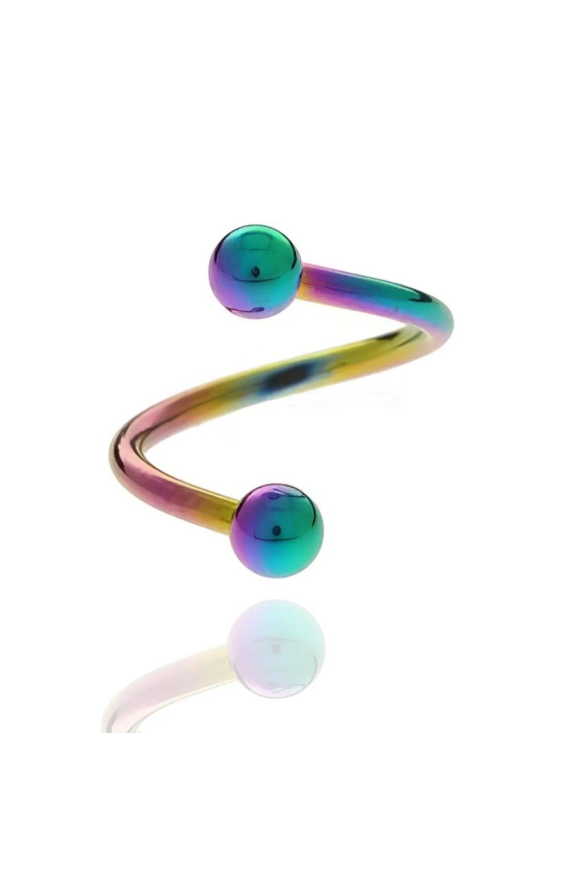 Hologram Renkli Renk Cerrahi Çelik Spiral Piercing Kulak Dudak Burun Kaş Kıvrımlı Piercing