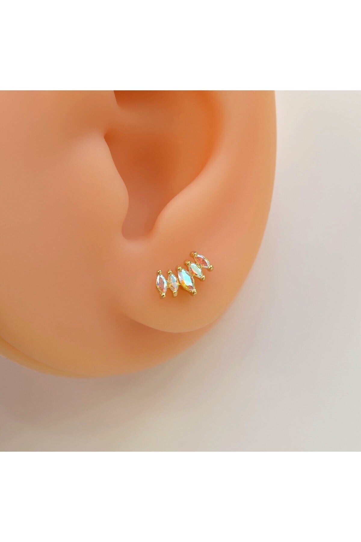 Hologram Taşlı Prenses Tacı Kıkırdak Piercing Helix Lob