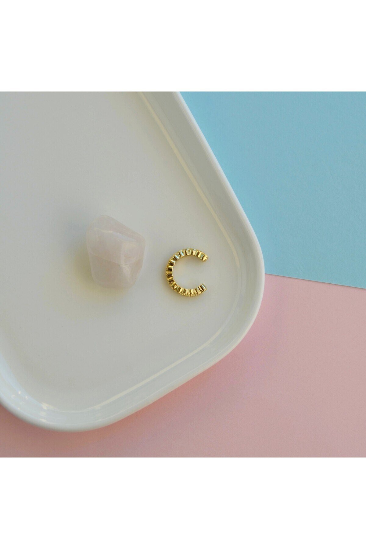 İnce Earcuff Taşlı Sıkıştırmalı Kıkırdak Küpesi Deliksiz Kıkırdak Küpesi İnce Taşlı Earcuff