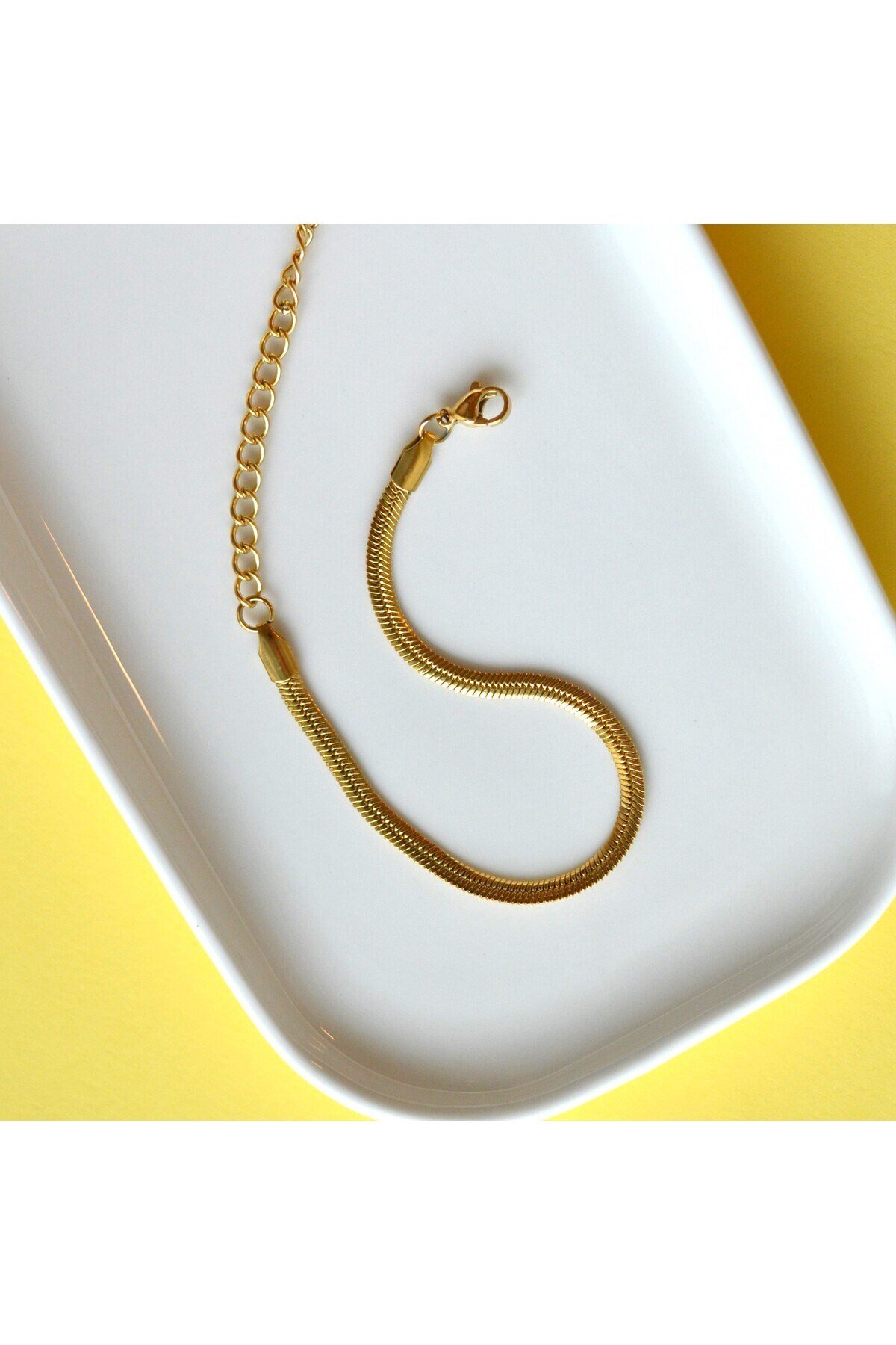 İtalyan Ezme Çelik Zincir Bileklik Gold Renk Çelik Bileklik Unisex Ürün