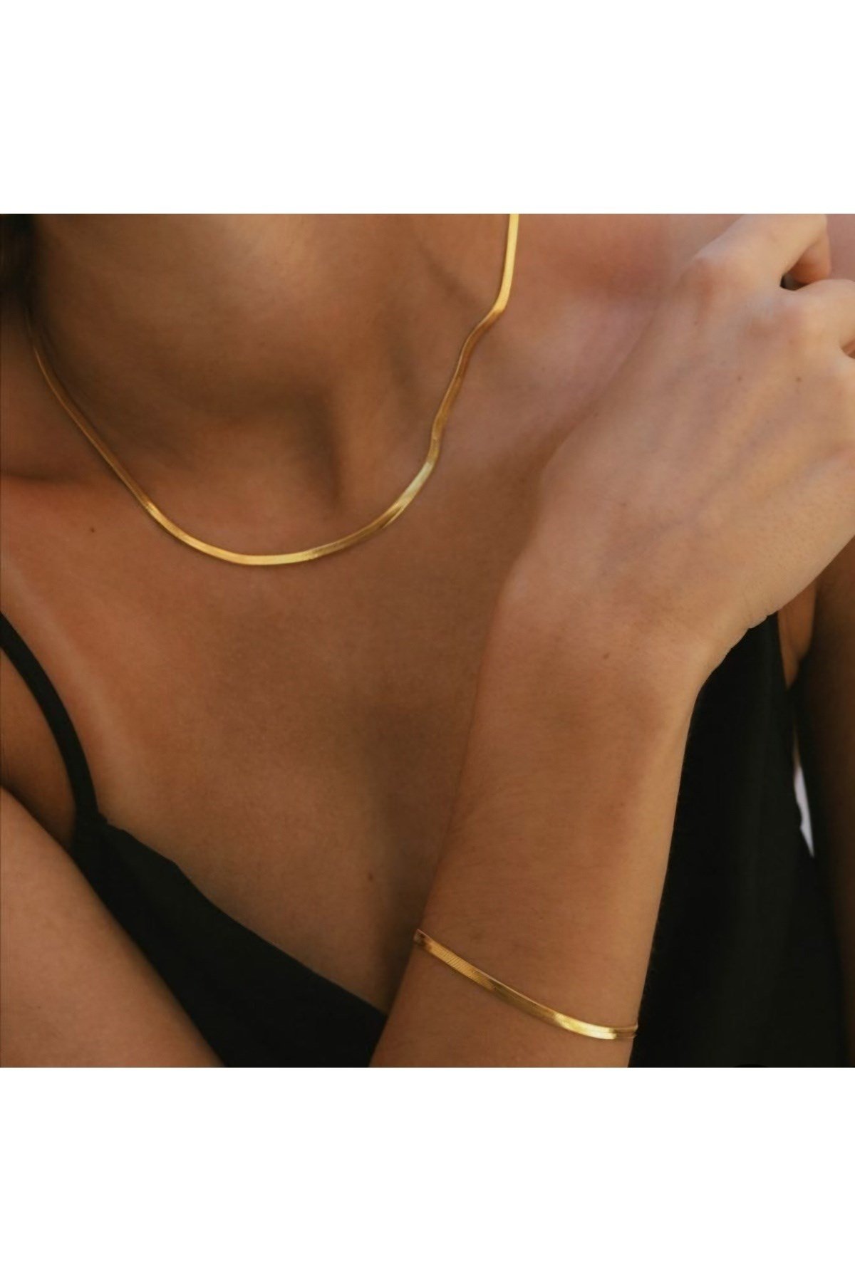 İtalyan Ezme Çelik Zincir Bileklik Gold Renk Çelik Bileklik Unisex Ürün