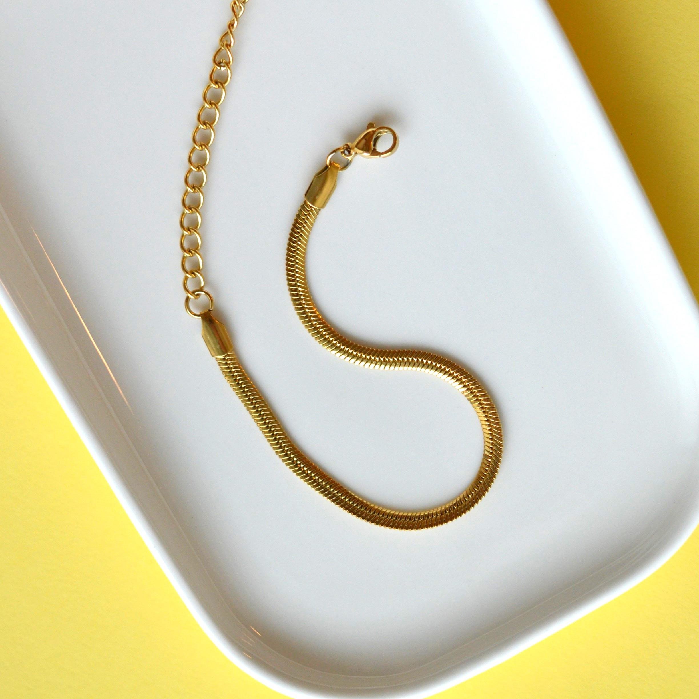 İtalyan Ezme Çelik Zincir Bileklik Gold Renk Çelik Bileklik Unisex Ürün