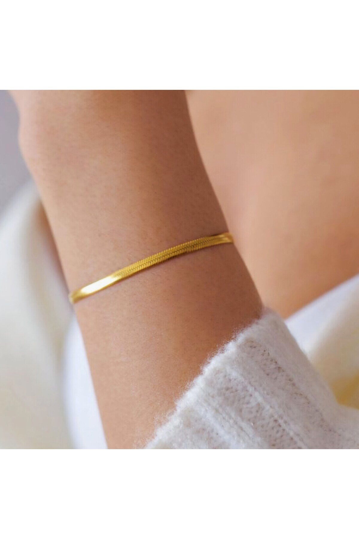 İtalyan Ezme Çelik Zincir Bileklik Gold Renk Çelik Bileklik Unisex Ürün