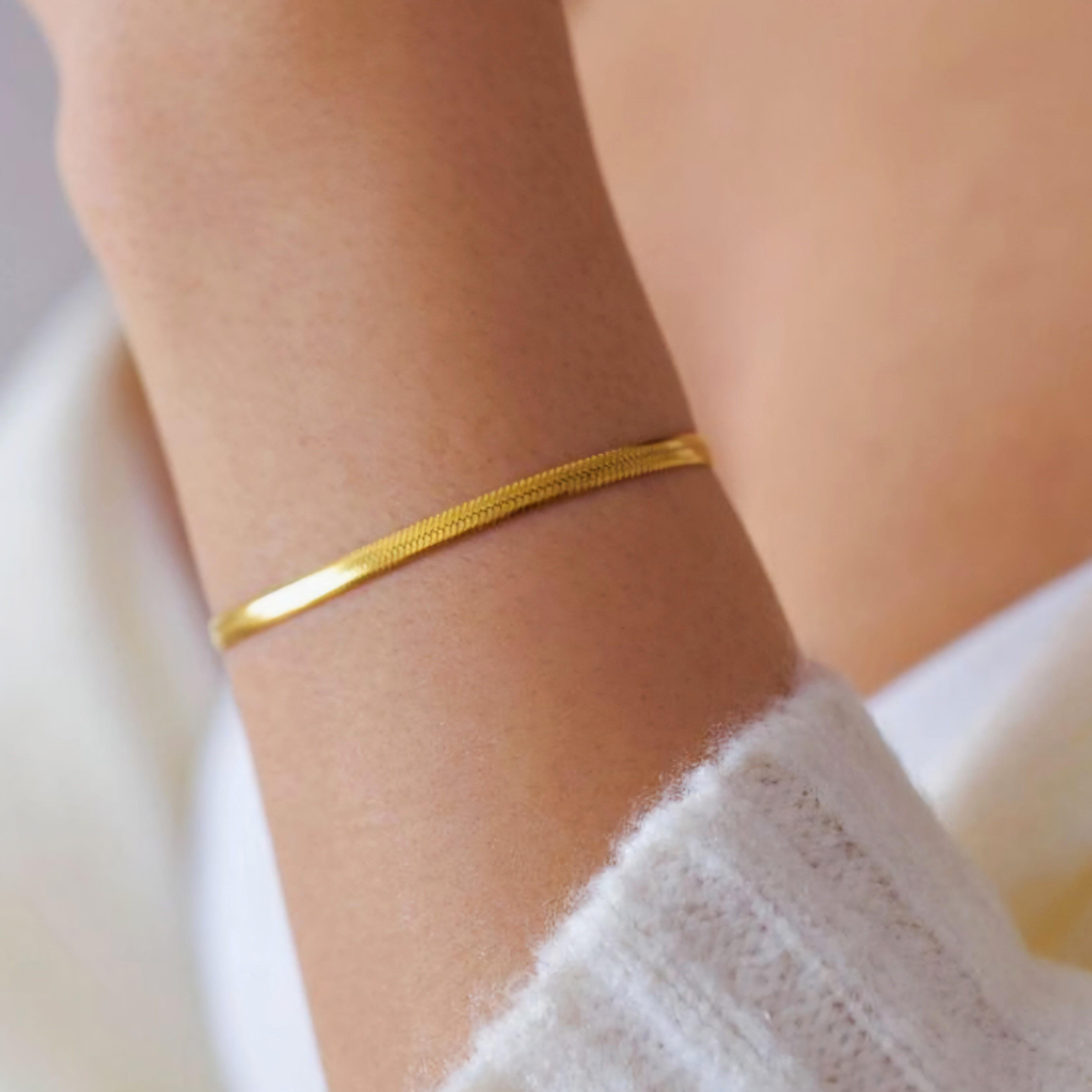 İtalyan Ezme Çelik Zincir Bileklik Gold Renk Çelik Bileklik Unisex Ürün