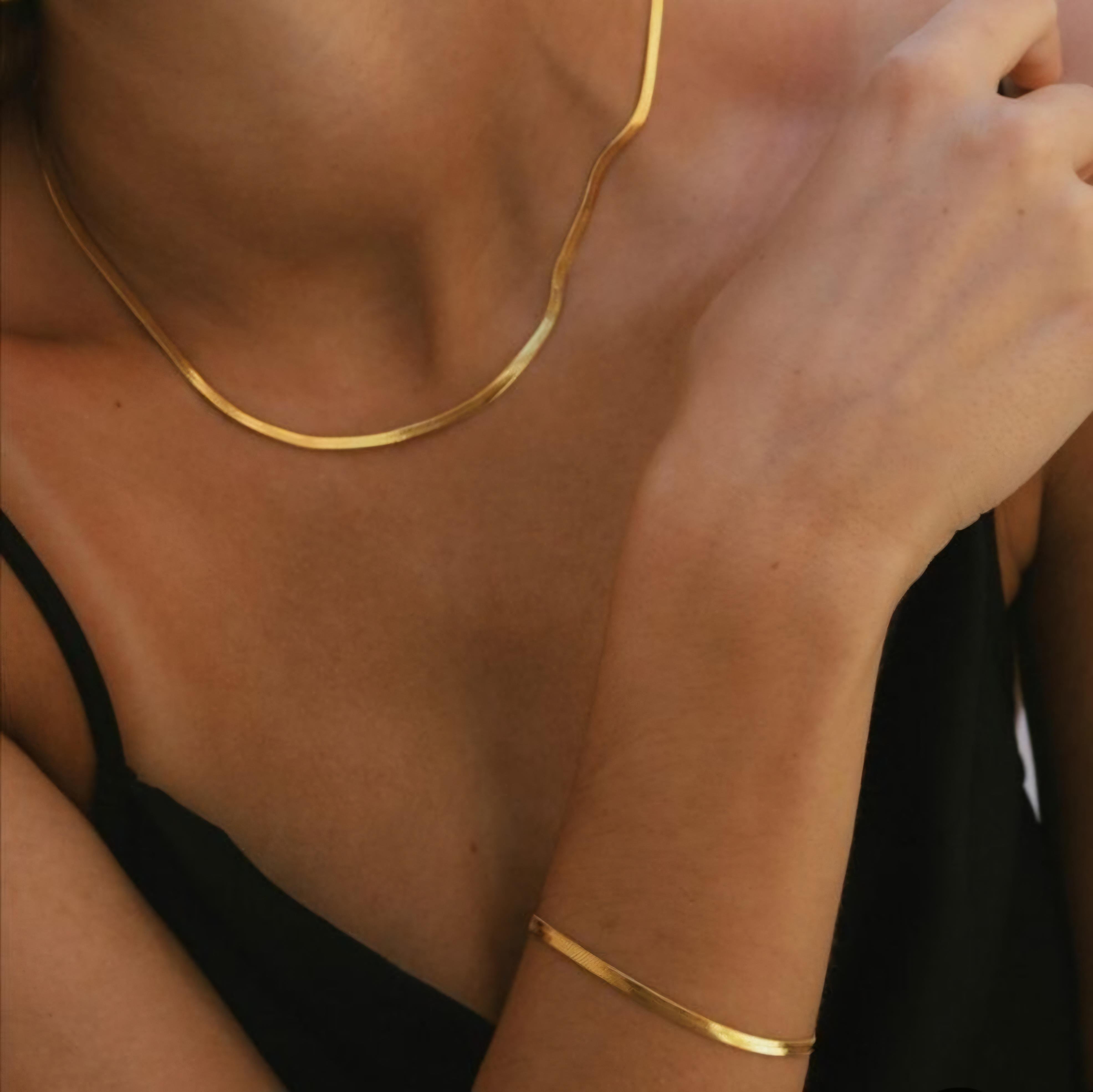 İtalyan Ezme Çelik Zincir Bileklik Gold Renk Çelik Bileklik Unisex Ürün