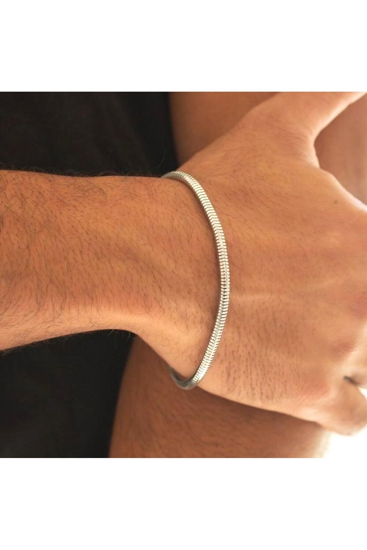 İtalyan Ezme Çelik Zincir Bileklik Silver Renk Çelik Bileklik Unisex Ürün