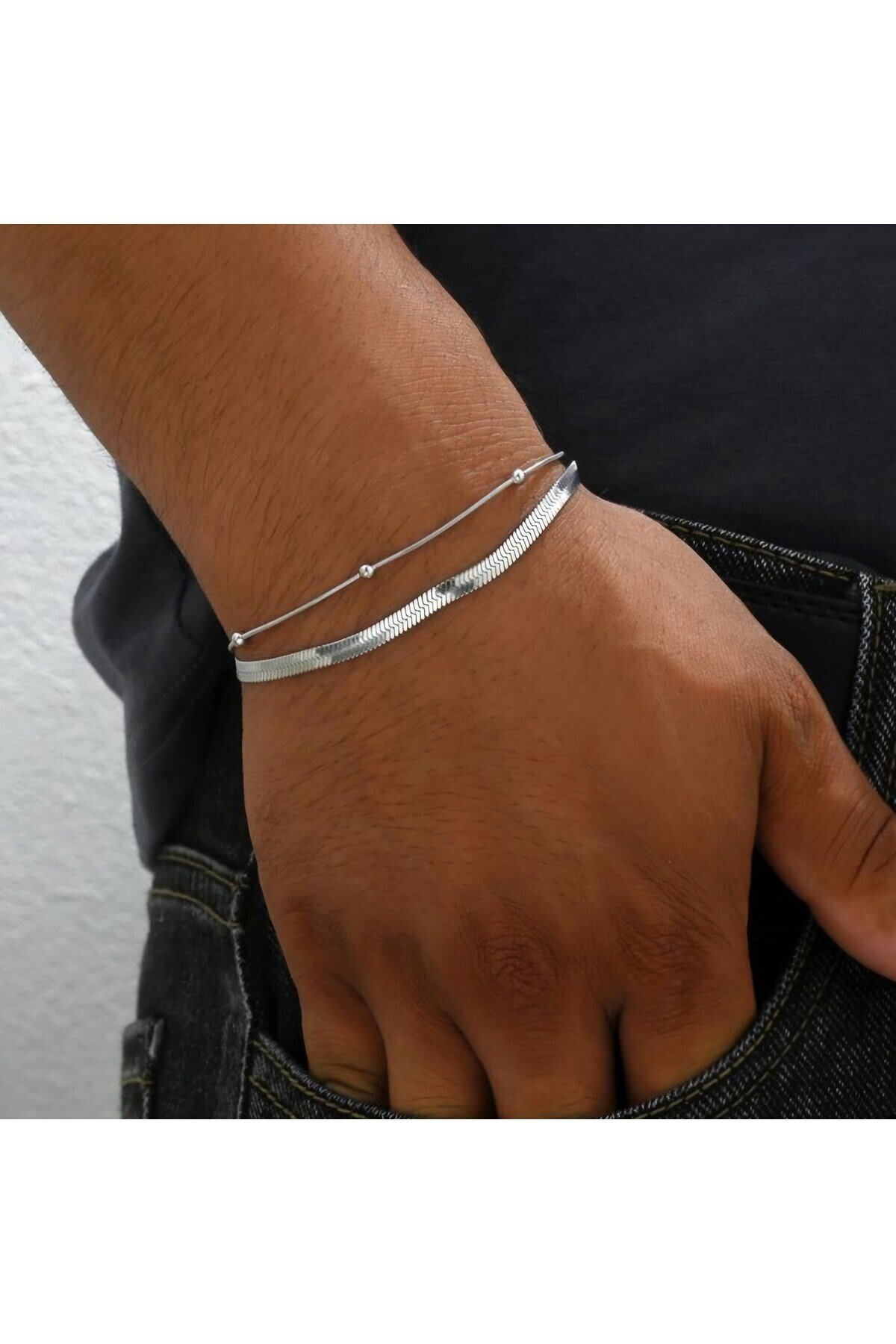 İtalyan Ezme Çelik Zincir Bileklik Silver Renk Çelik Bileklik Unisex Ürün