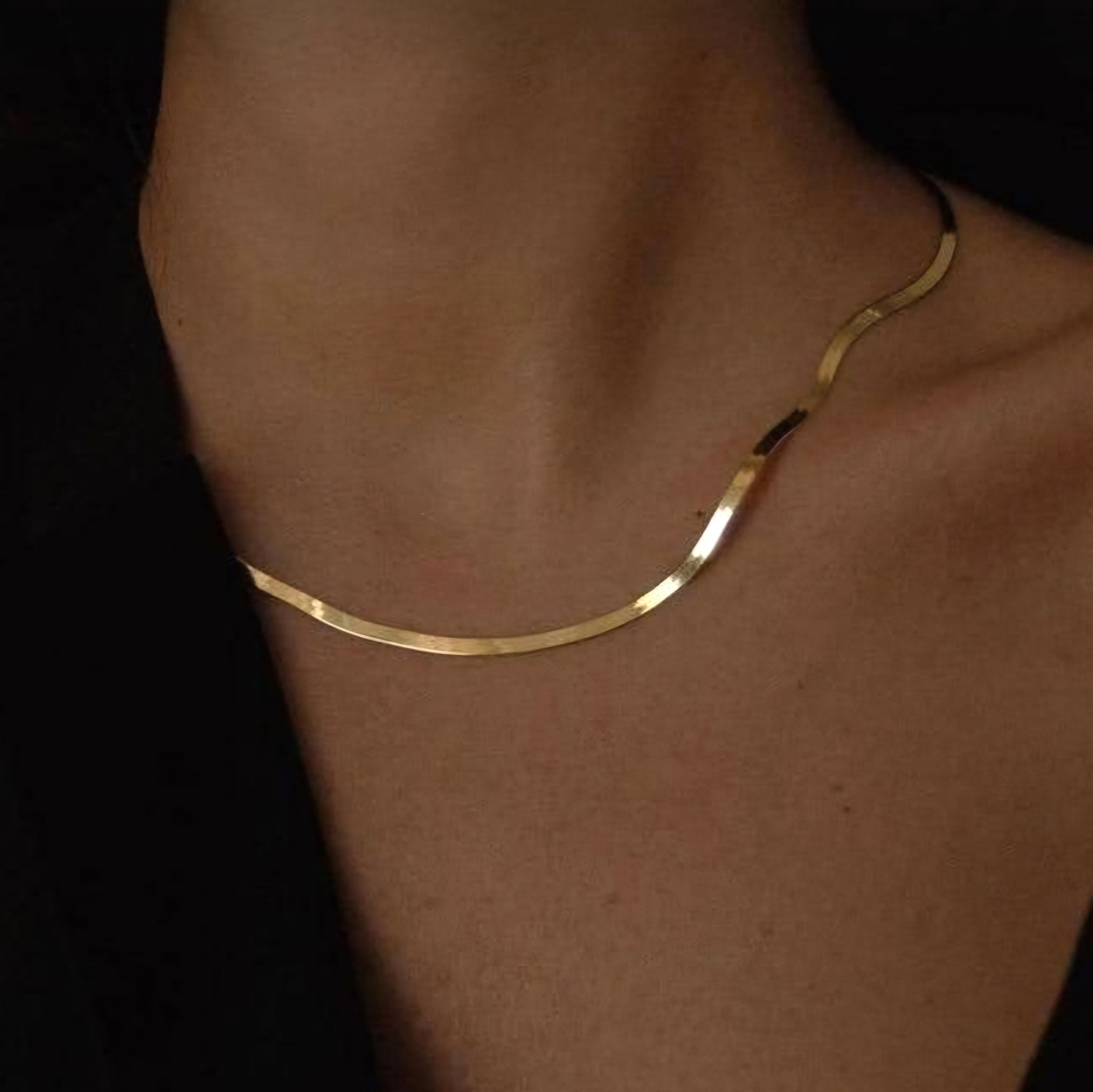 İtalyan Ezme Çelik Zincir Kolye Gold Renk Çelik Kolye Unisex Ürün