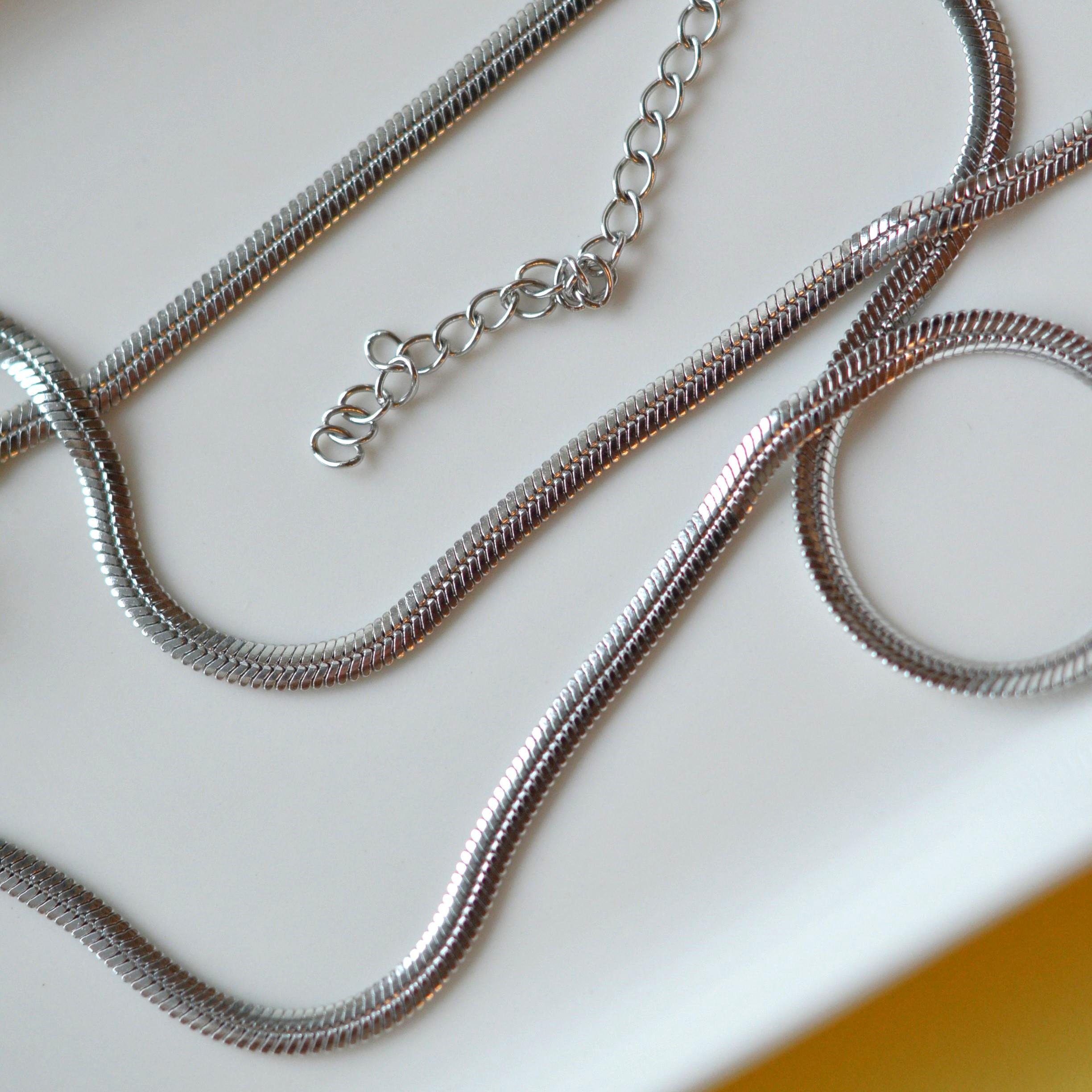 İtalyan Ezme Çelik Zincir Kolye Silver Renk Çelik Kolye Unisex Ürün