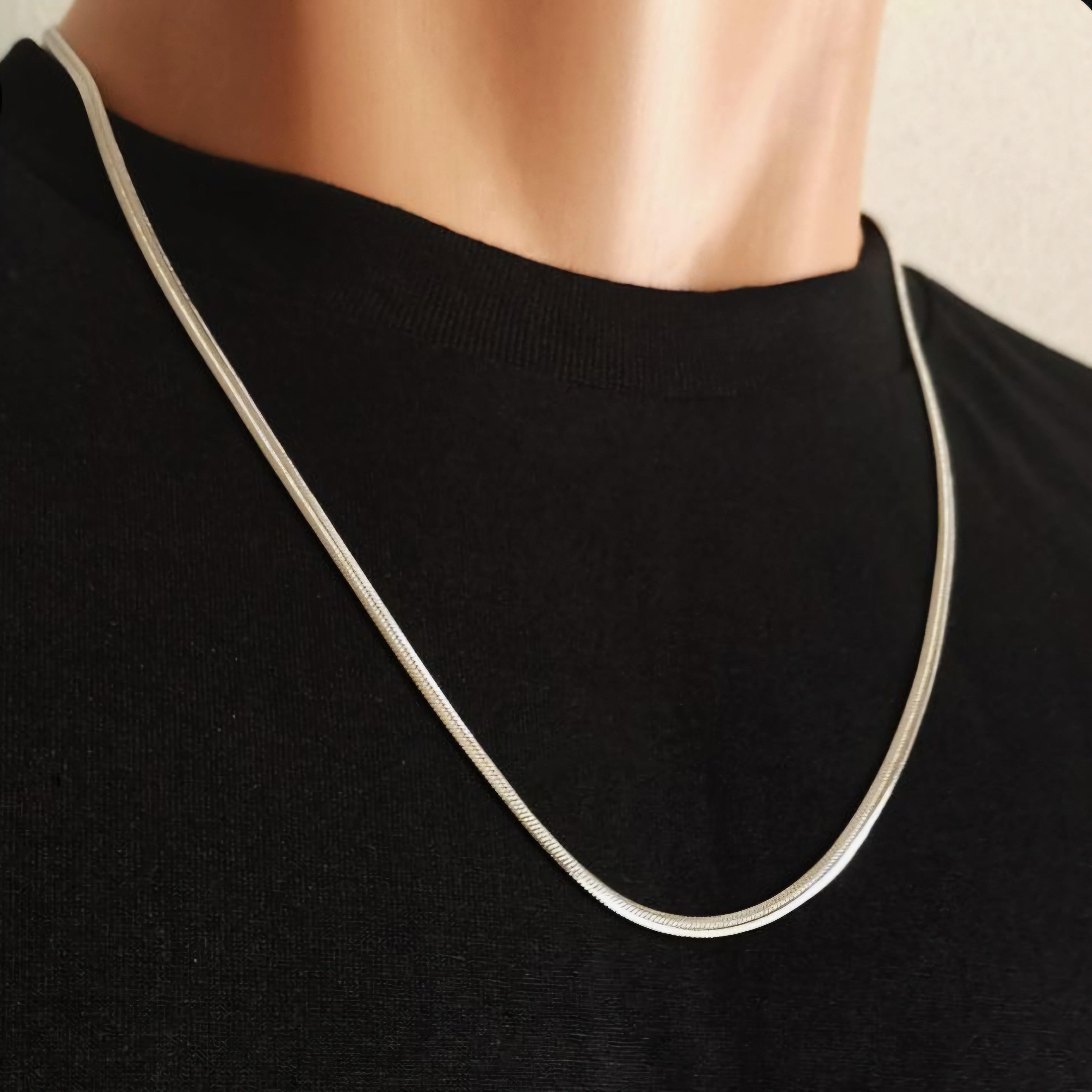İtalyan Ezme Çelik Zincir Kolye Silver Renk Çelik Kolye Unisex Ürün