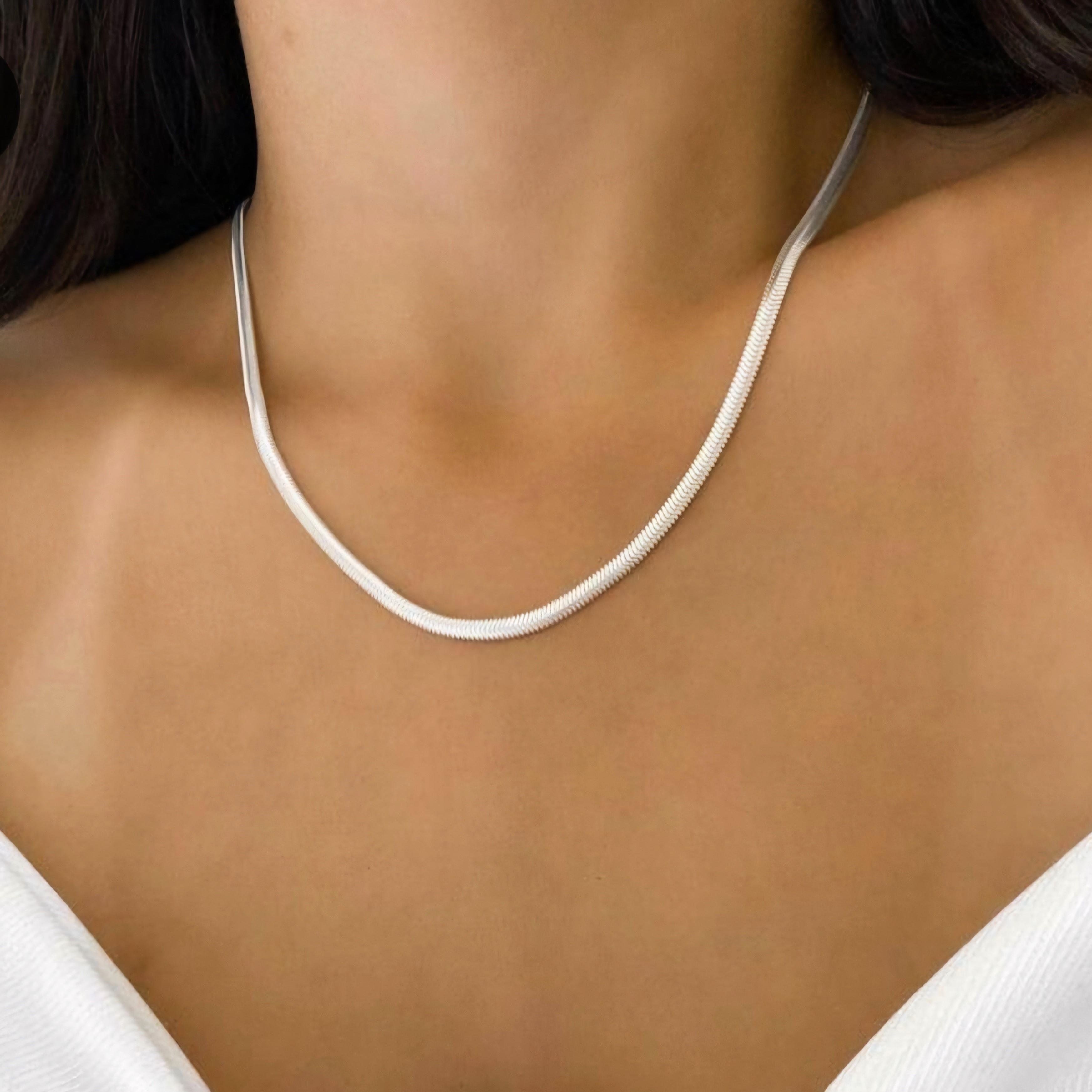 İtalyan Ezme Çelik Zincir Kolye Silver Renk Çelik Kolye Unisex Ürün