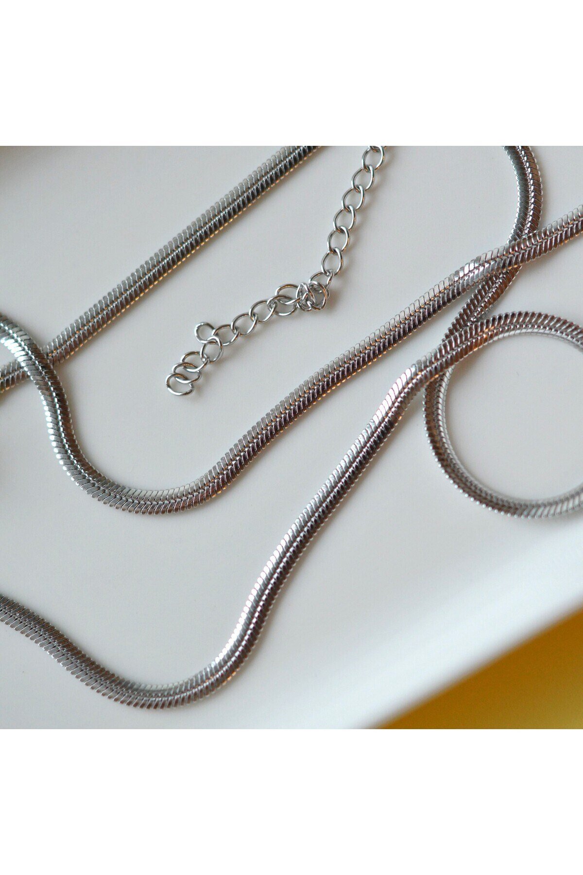 İtalyan Ezme Çelik Zincir Kolye Silver Renk Çelik Kolye Unisex Ürün