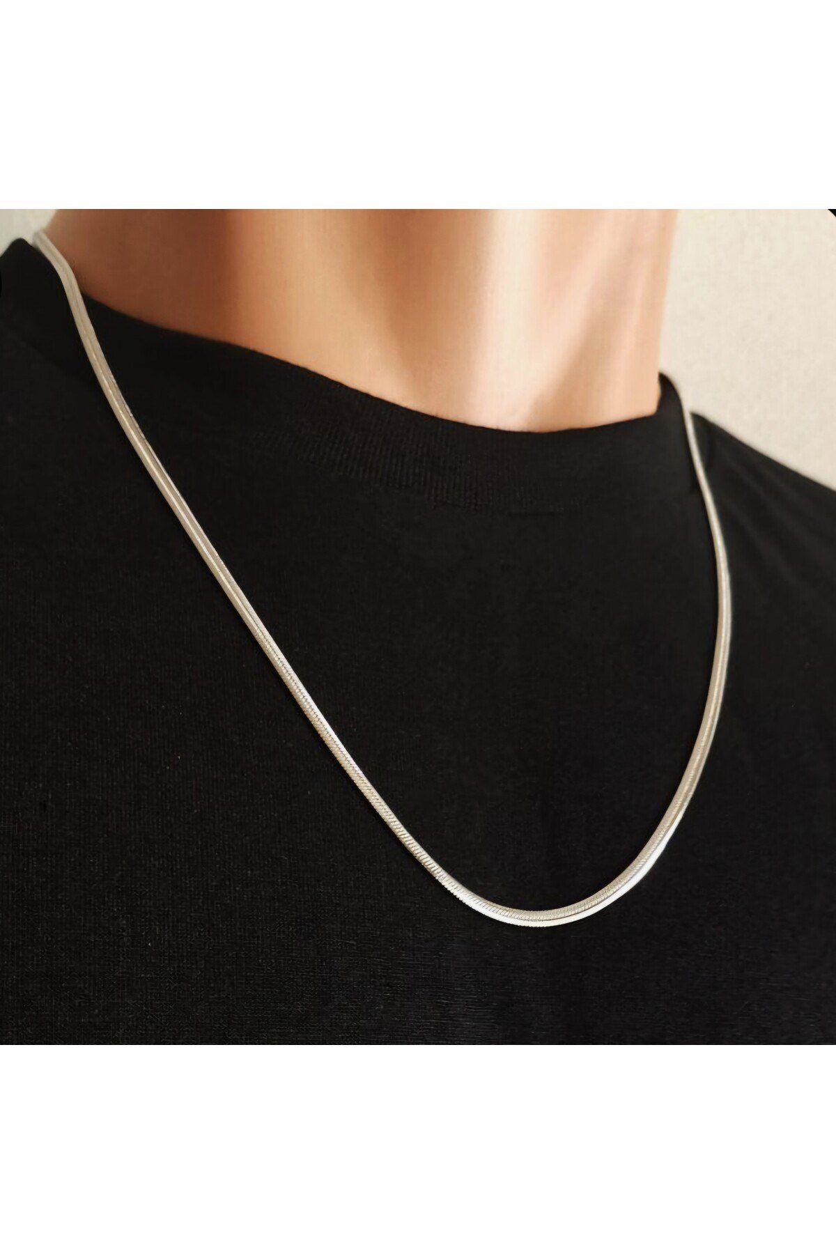İtalyan Ezme Çelik Zincir Kolye Silver Renk Çelik Kolye Unisex Ürün