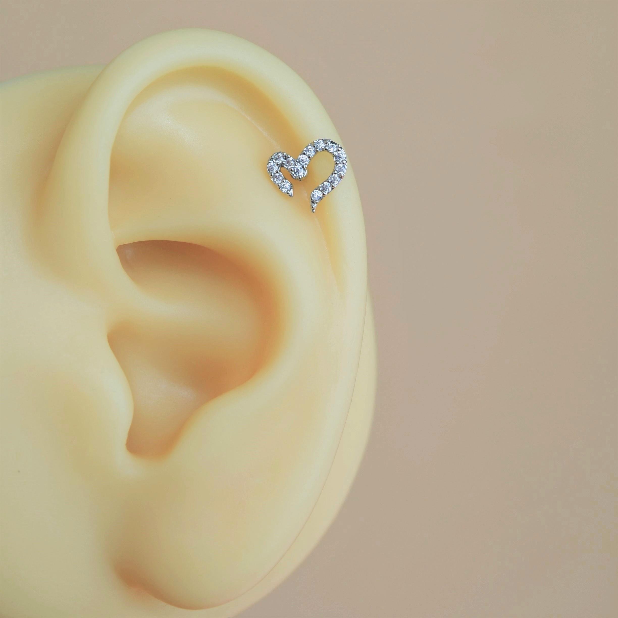 Kalp Model Tragus Helix Piercing Kıkırdak Silver Renk