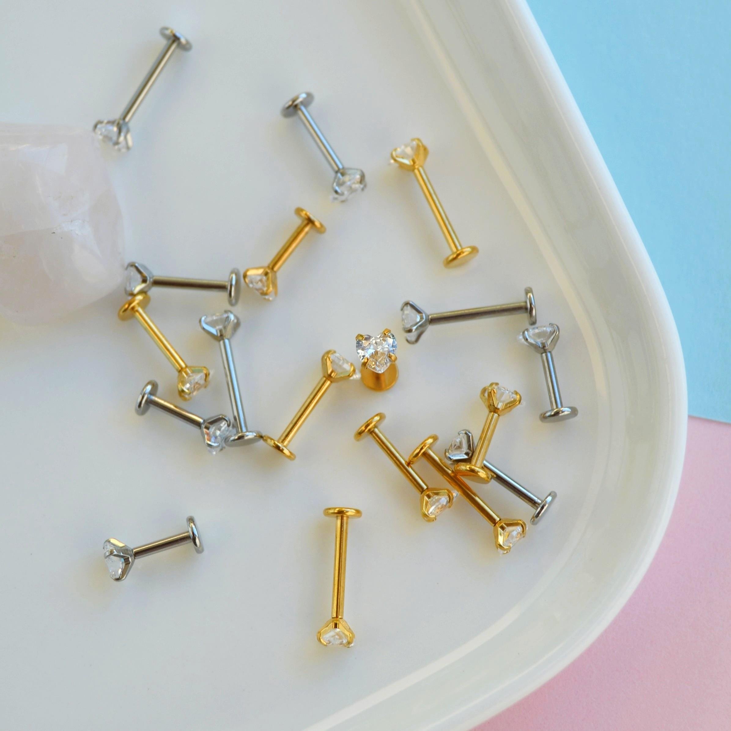 Kalp Tektaş Cerrahi Çelik Piercing Tragus Helix Kıkırdak Conch Lobe Dil Uyumlu