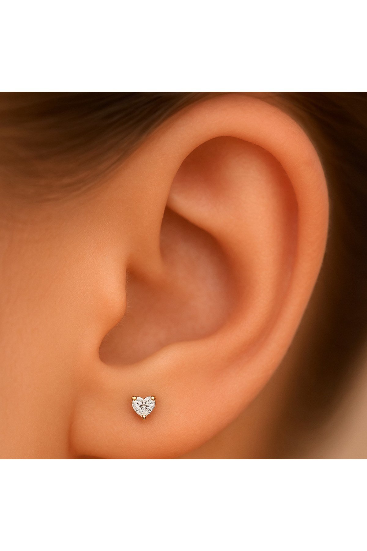 Kalp Tektaş Cerrahi Çelik Piercing Tragus Helix Kıkırdak Conch Lobe Dil Uyumlu