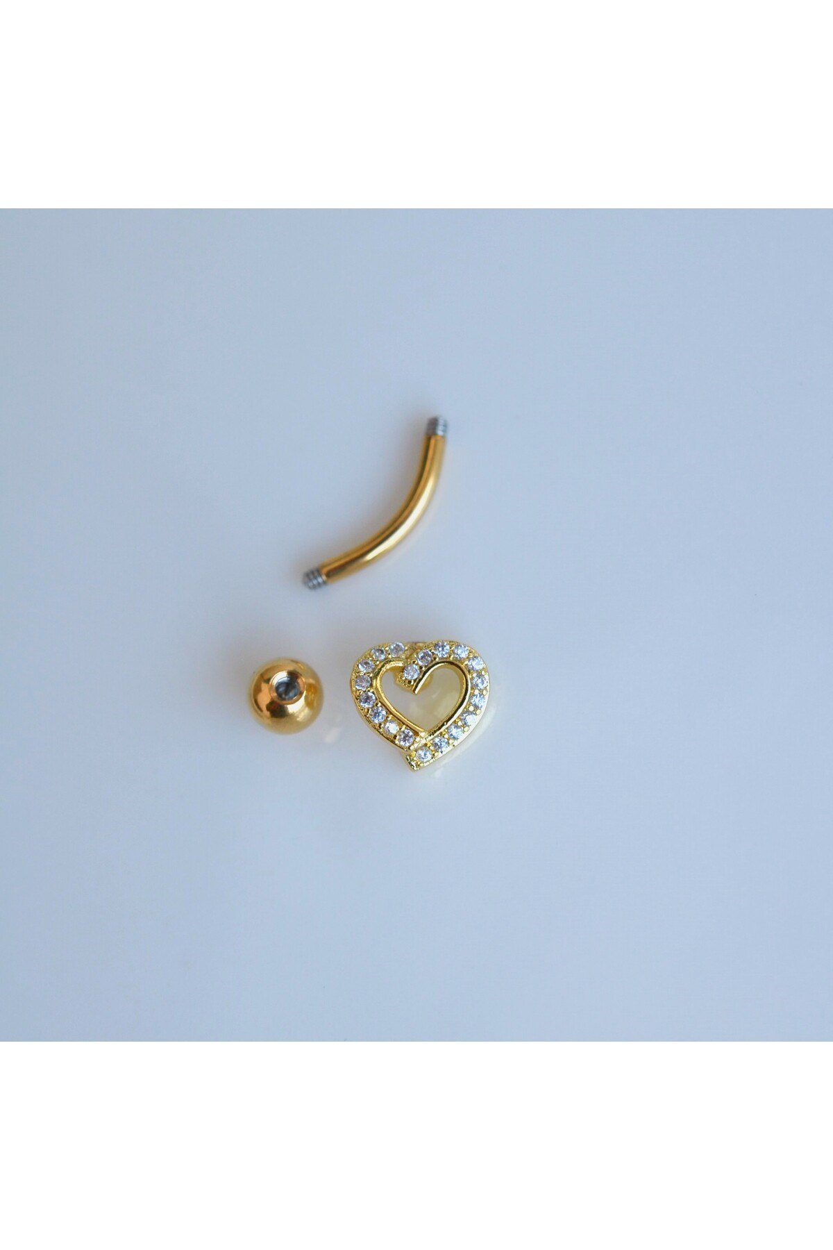 Kalpli Göbek Piercingi Çelik Gold Renkli Minimal