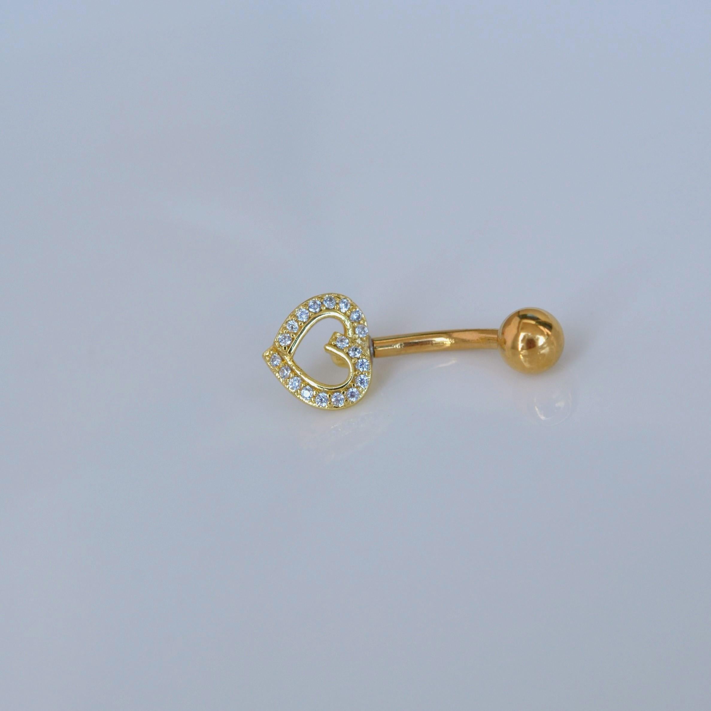 Kalpli Göbek Piercingi Çelik Gold Renkli Minimal