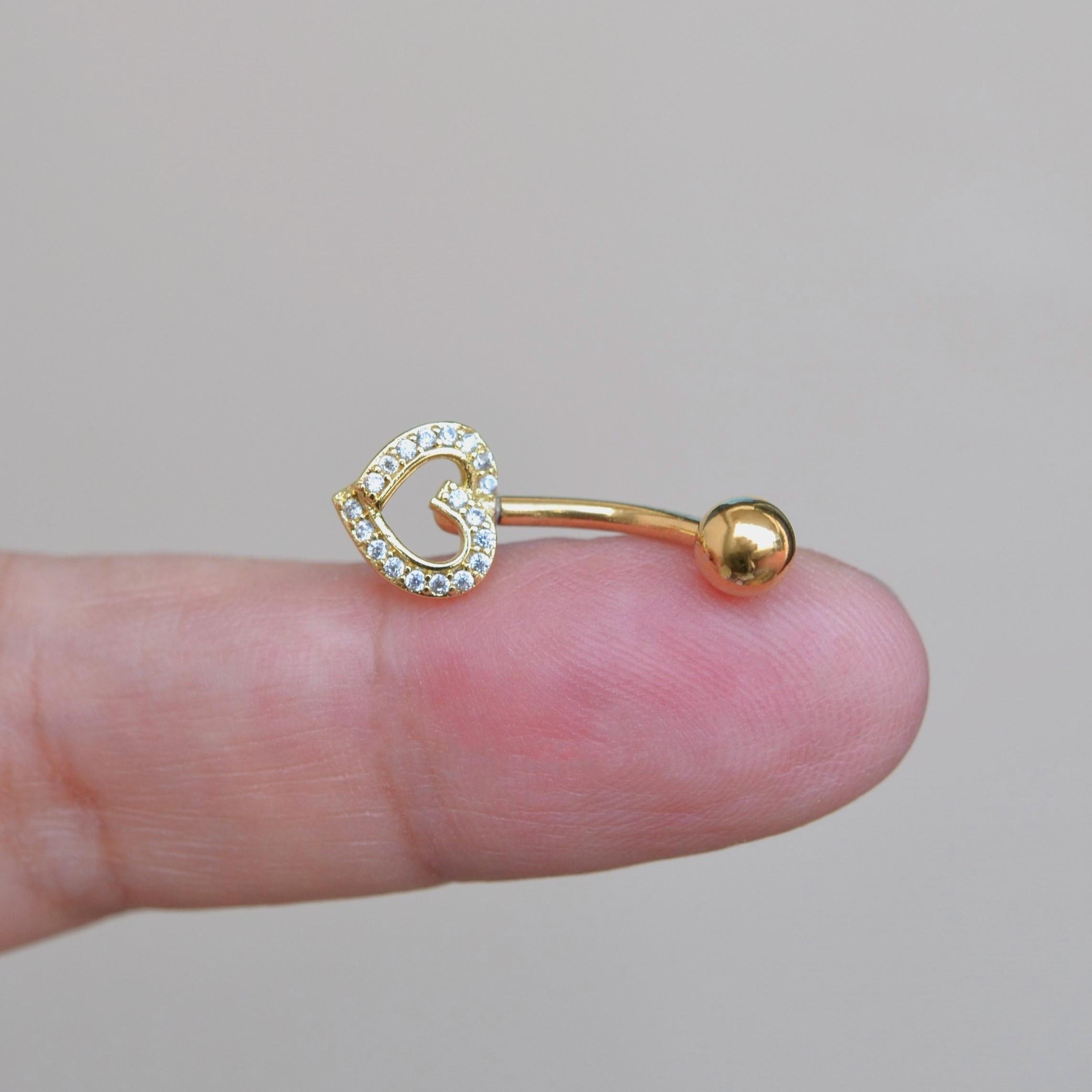 Kalpli Göbek Piercingi Çelik Gold Renkli Minimal