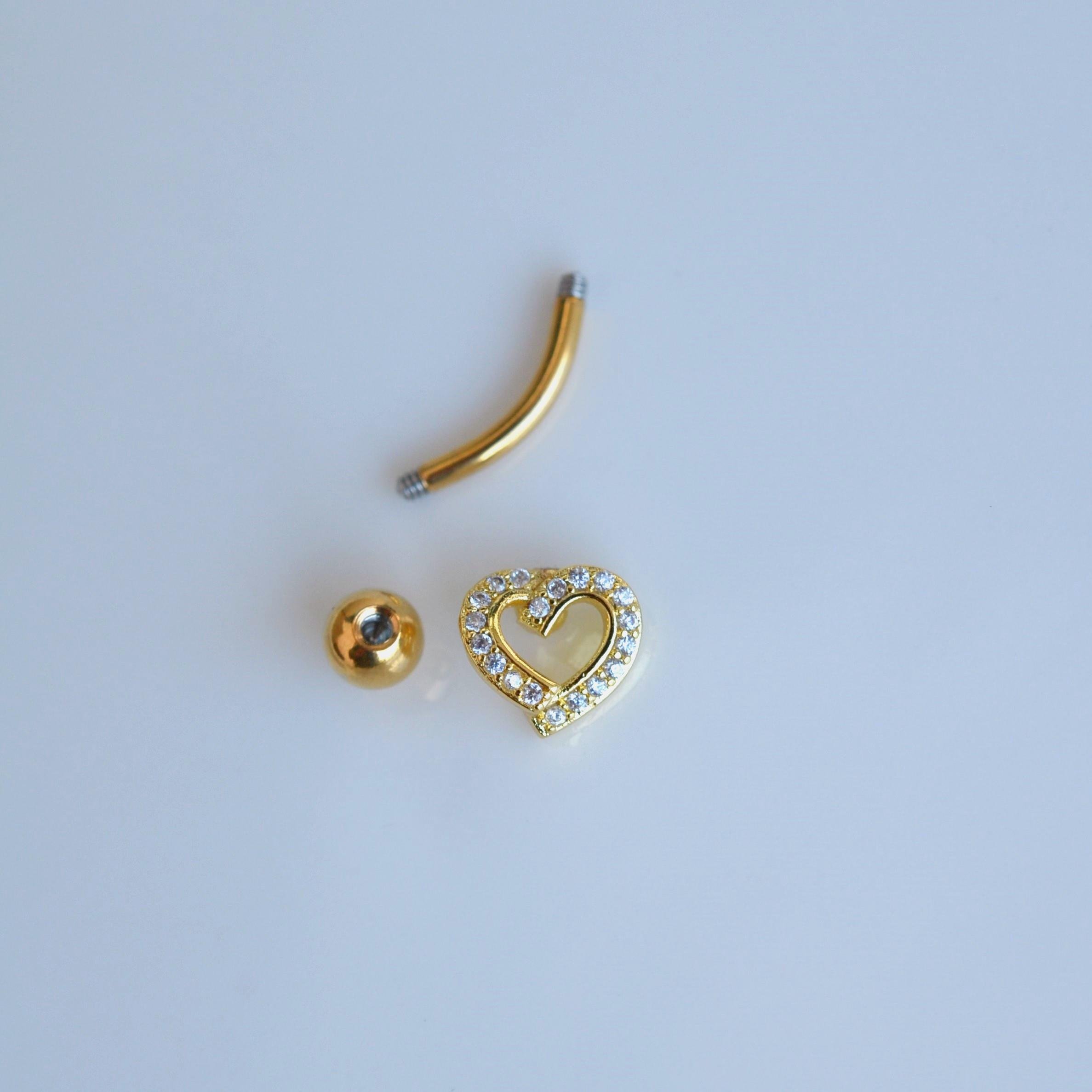 Kalpli Göbek Piercingi Çelik Gold Renkli Minimal