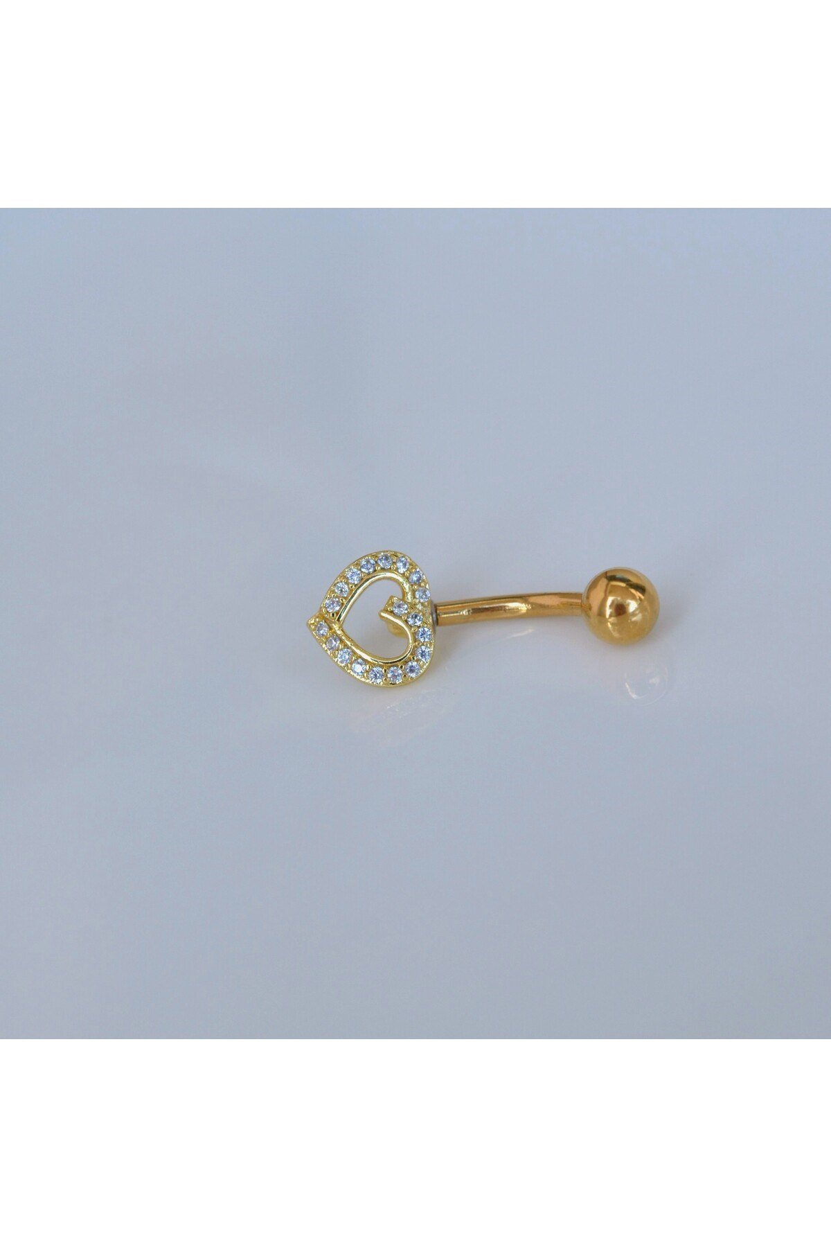 Kalpli Göbek Piercingi Çelik Gold Renkli Minimal