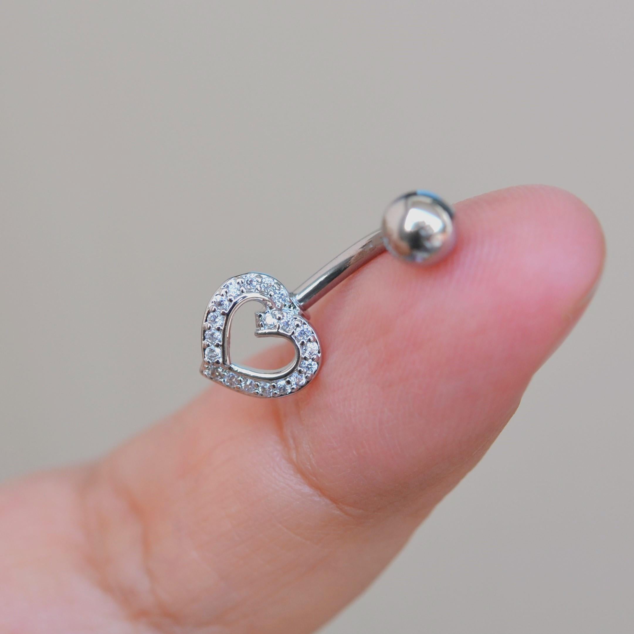 Kalpli Göbek Piercingi Çelik Silver Renkli Minimal