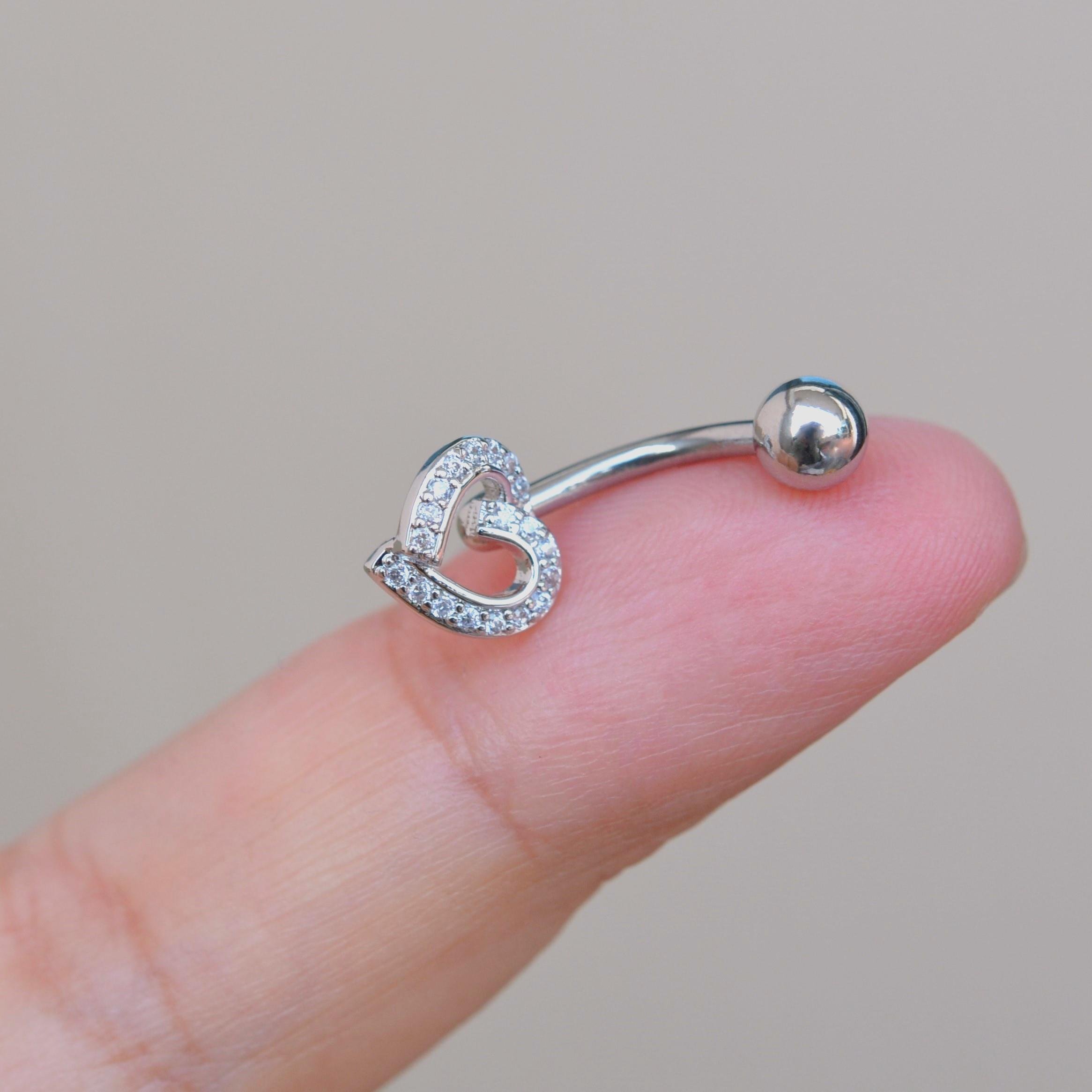 Kalpli Göbek Piercingi Çelik Silver Renkli Minimal