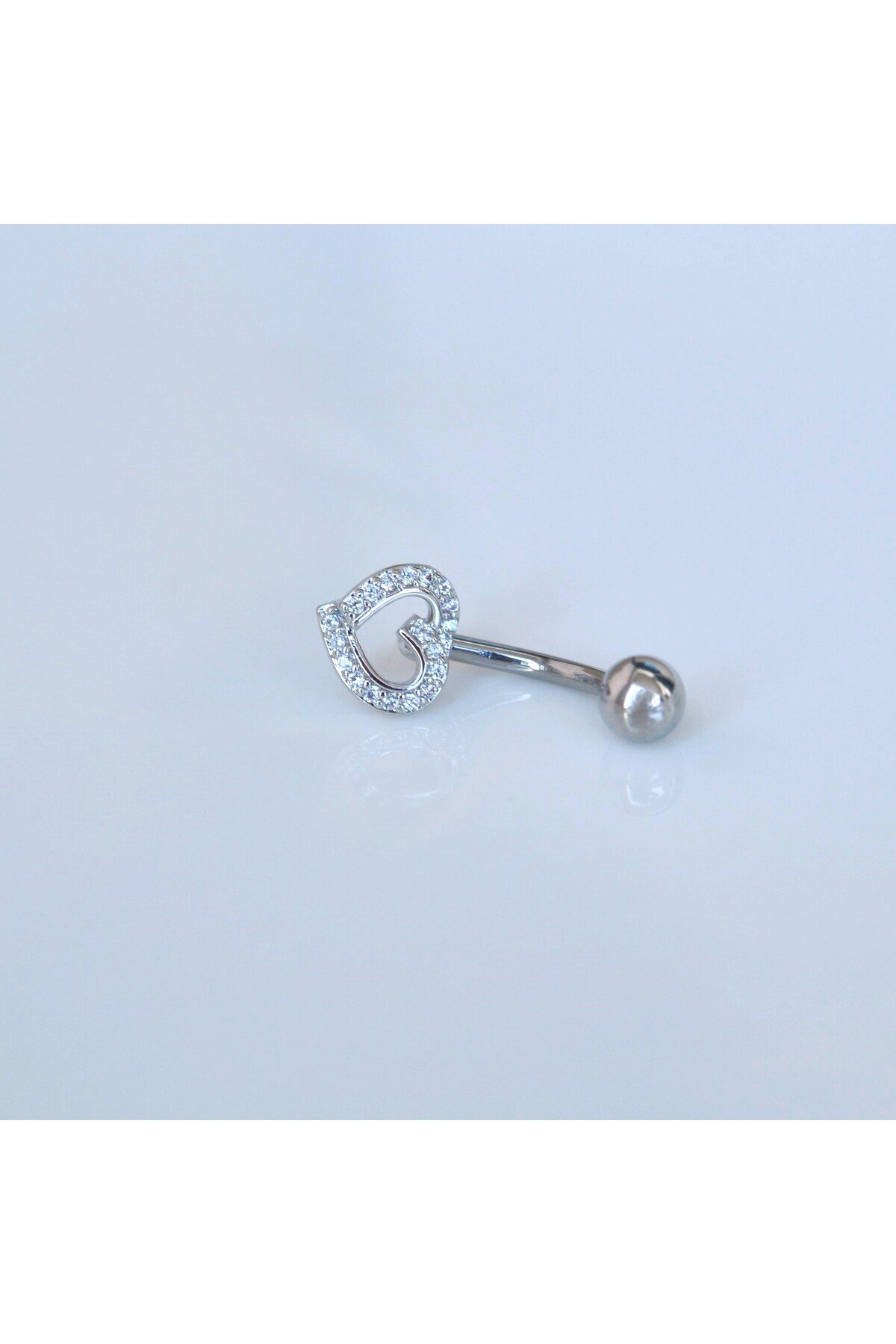 Kalpli Göbek Piercingi Çelik Silver Renkli Minimal