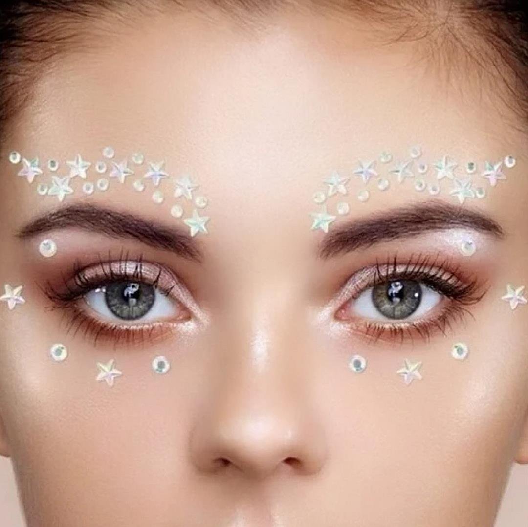 Kristal Yıldızlı Yüz Taşı Kendinden Yapışkanlı Makyaj Taşı Makeup Stickers Yıldız Tırnak Taşı