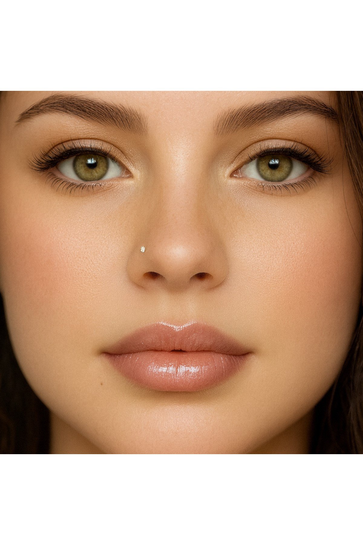 L Model Düşmeyen Çelik Hızma 1.5 mm taşlı Tektaş Burun Piercingi