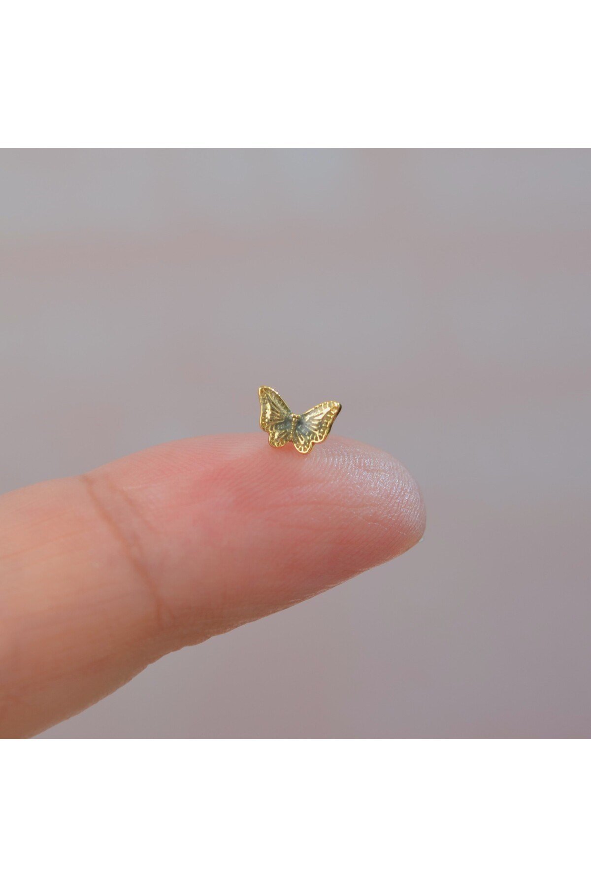 Lacivert Kelebekli Çelik Piercing Helix Kıkırdak Conch Lob Gold