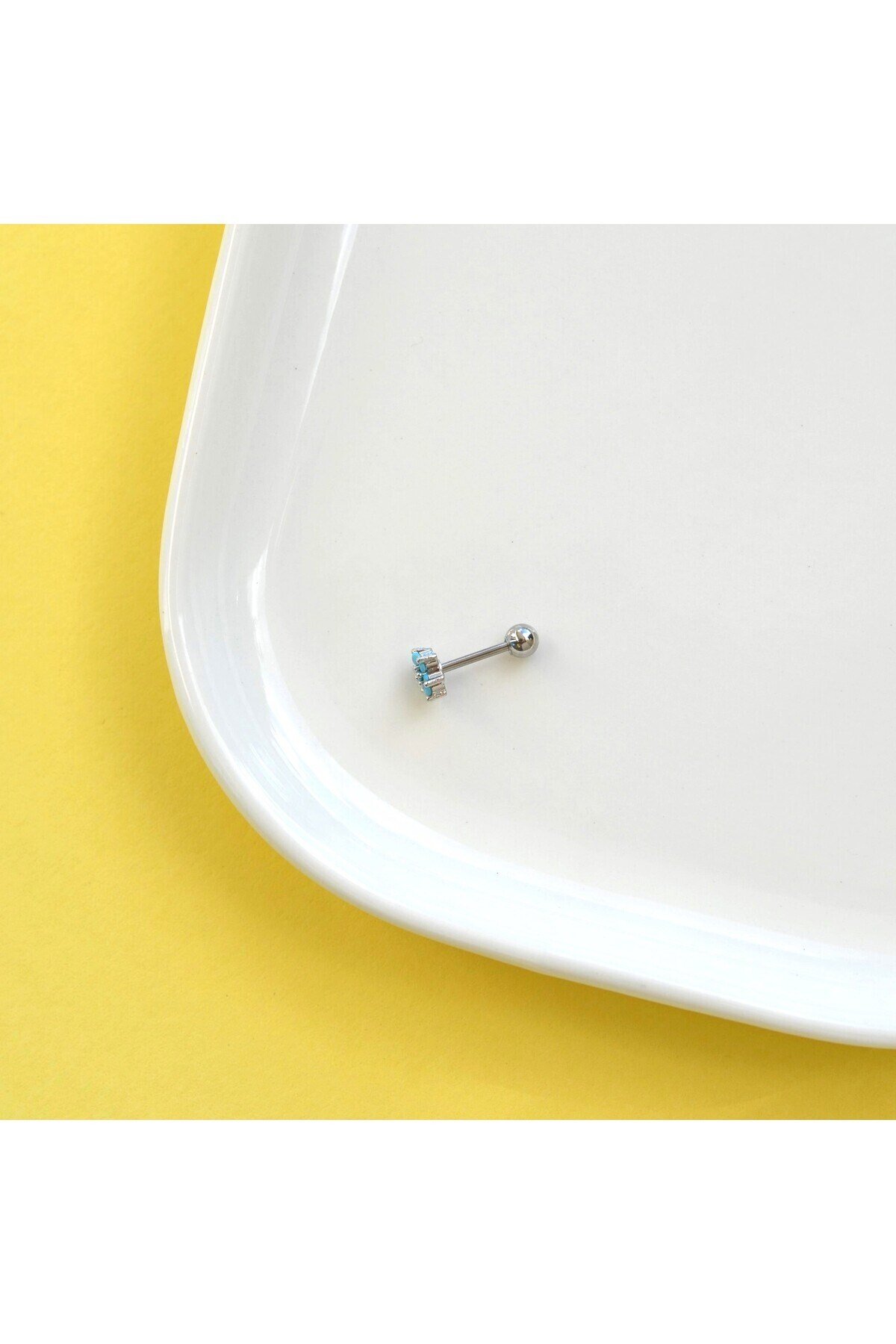 Mavi Çiçek Kıkırdak Piercing Helix Lob Çiçekli Piercing