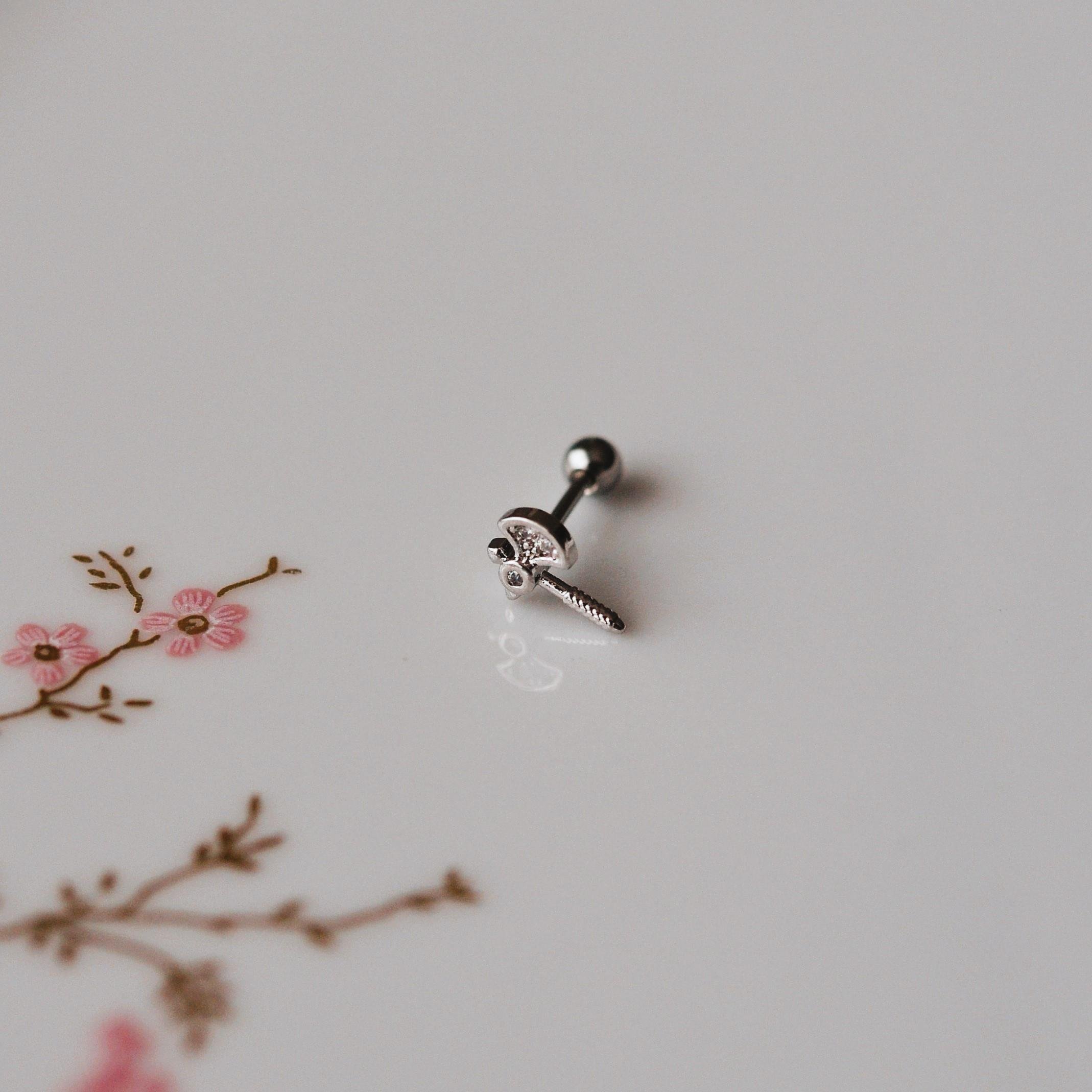 Mini Balta Helix Piercing Kıkırdak Cerrahi Çelik Gümüş Renk