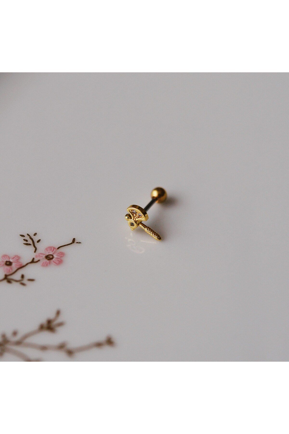 Mini Balta Helix Piercing Kıkırdak Cerrahi Çelik Gold Renk
