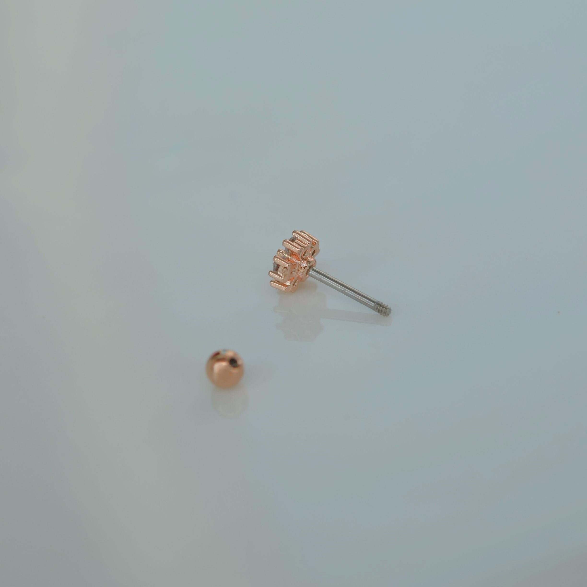 Mini Rose Çiçekli Tragus Helix Piercing Kıkırdak