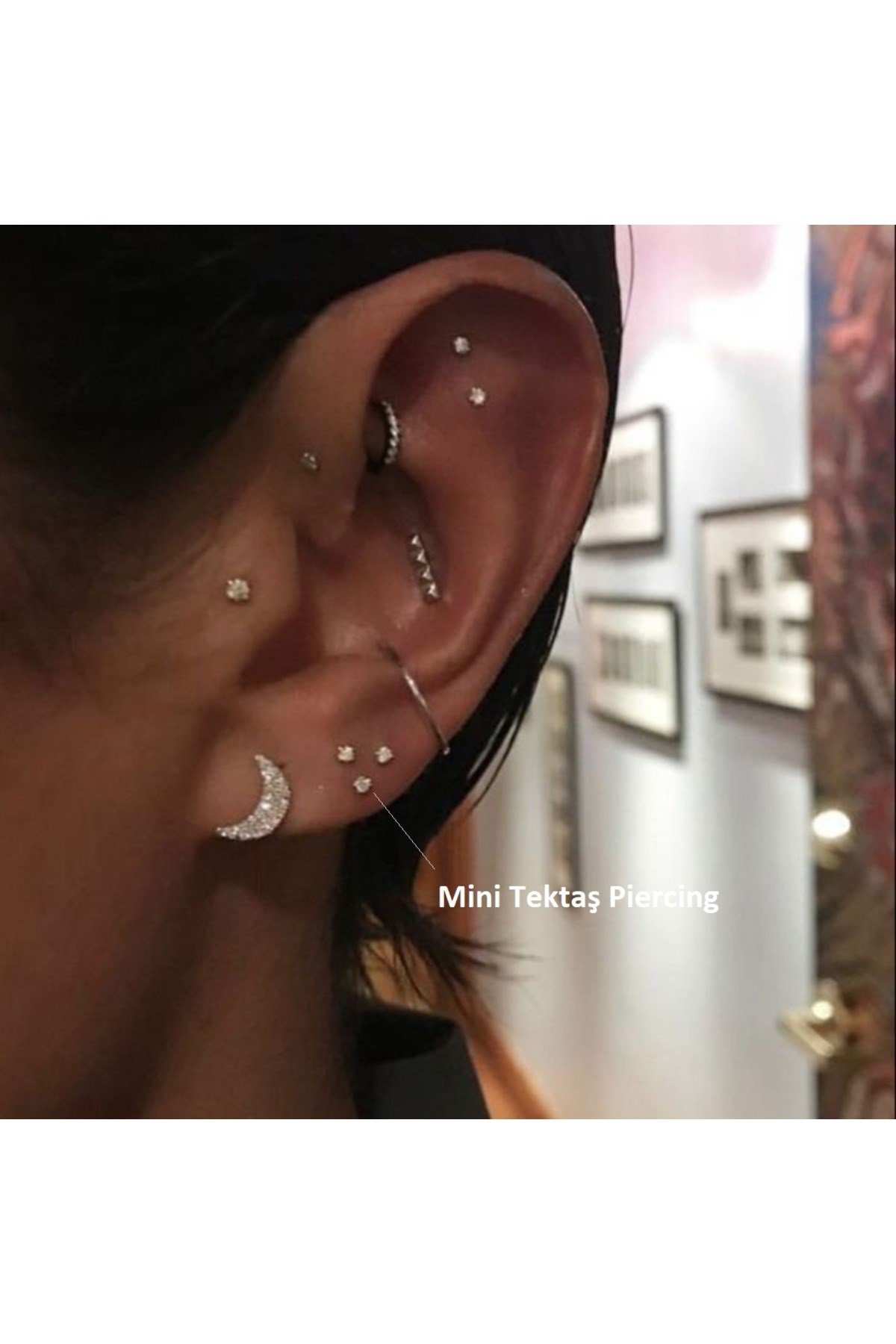 Mini Tektaş Cerrahi Çelik Piercing Tragus Helix Kıkırdak Conch Gümüş Renk 8 mm