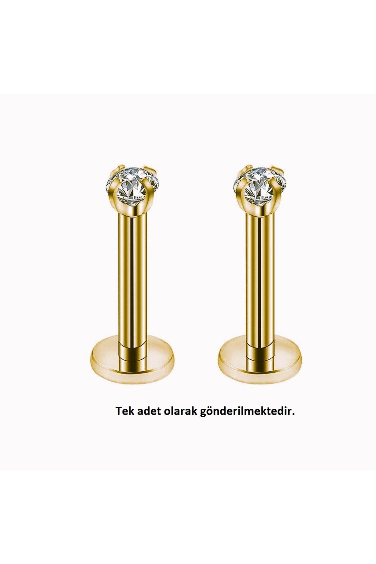 Mini Tektaş Cerrahi Çelik Piercing Tragus Helix Kıkırdak Conch Gold Renk 8 mm