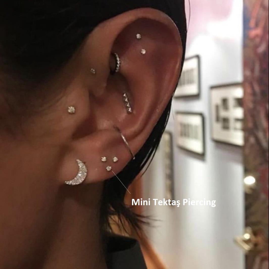 Mini Tektaş Cerrahi Çelik Piercing  Tragus Helix Kıkırdak Conch Gümüş Renk 8 mm