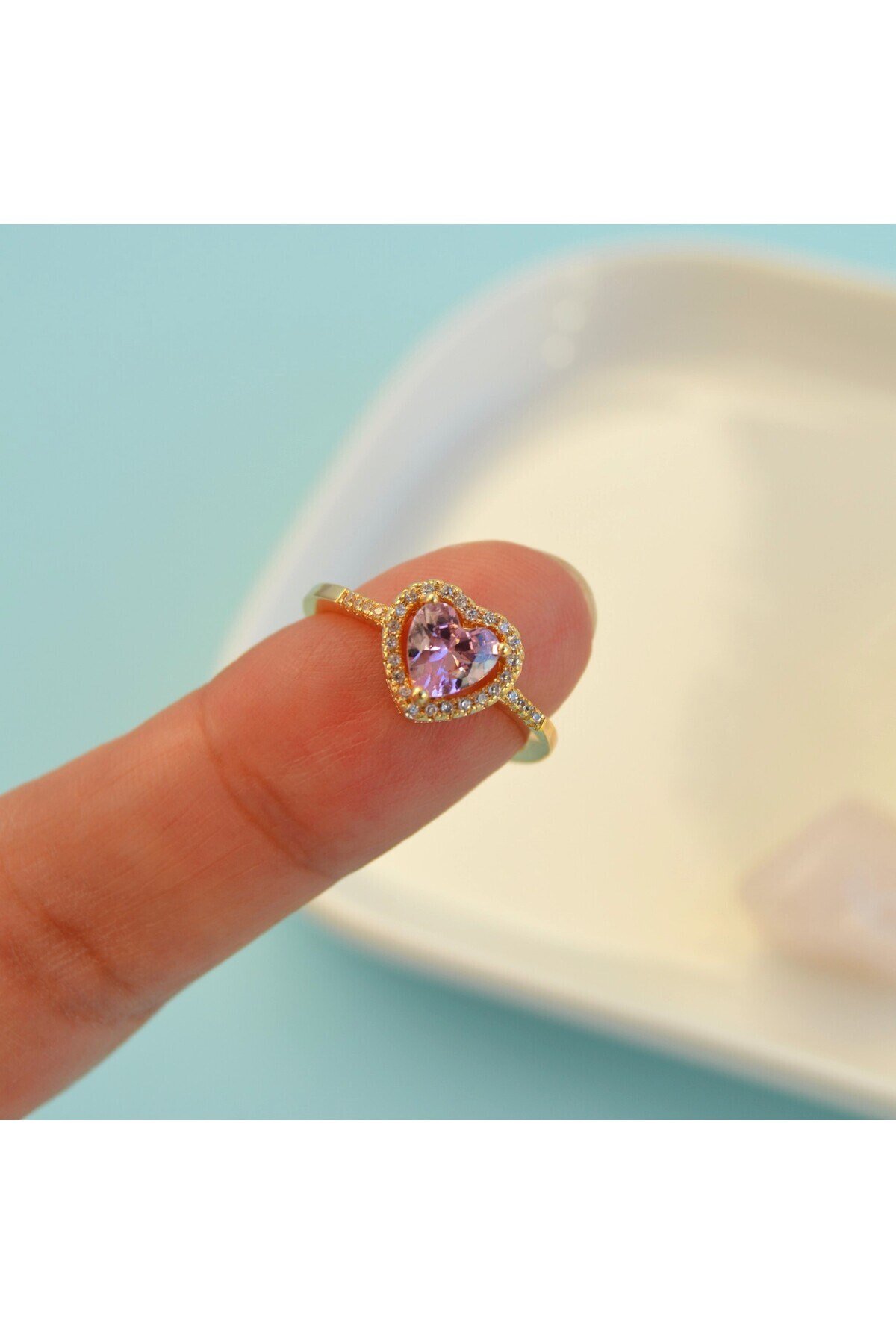 Pembe Kalpli Yüzük Ayarlanabilir Yüzük Hediye Paketli Yüzük Ciddi İlişki Yüzüğü Sevgili Yüzüğü
